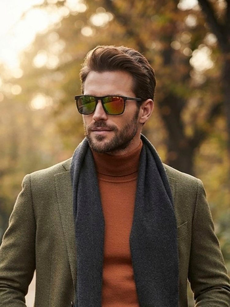 Image of Mans World Sonnenbrille sportlich-modischer Stil, rechteckige Vollrandfassung, schwarz matt