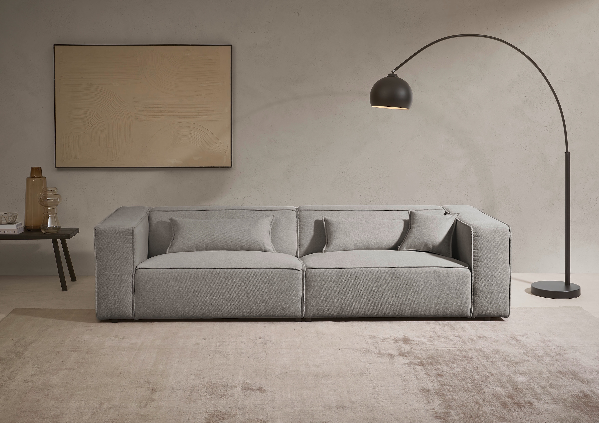 LeGer Home by Lena Gercke 3-places »PIARA, Struktur, Couch mit Kedernaht« pieds noirs, confort d'assise agréable