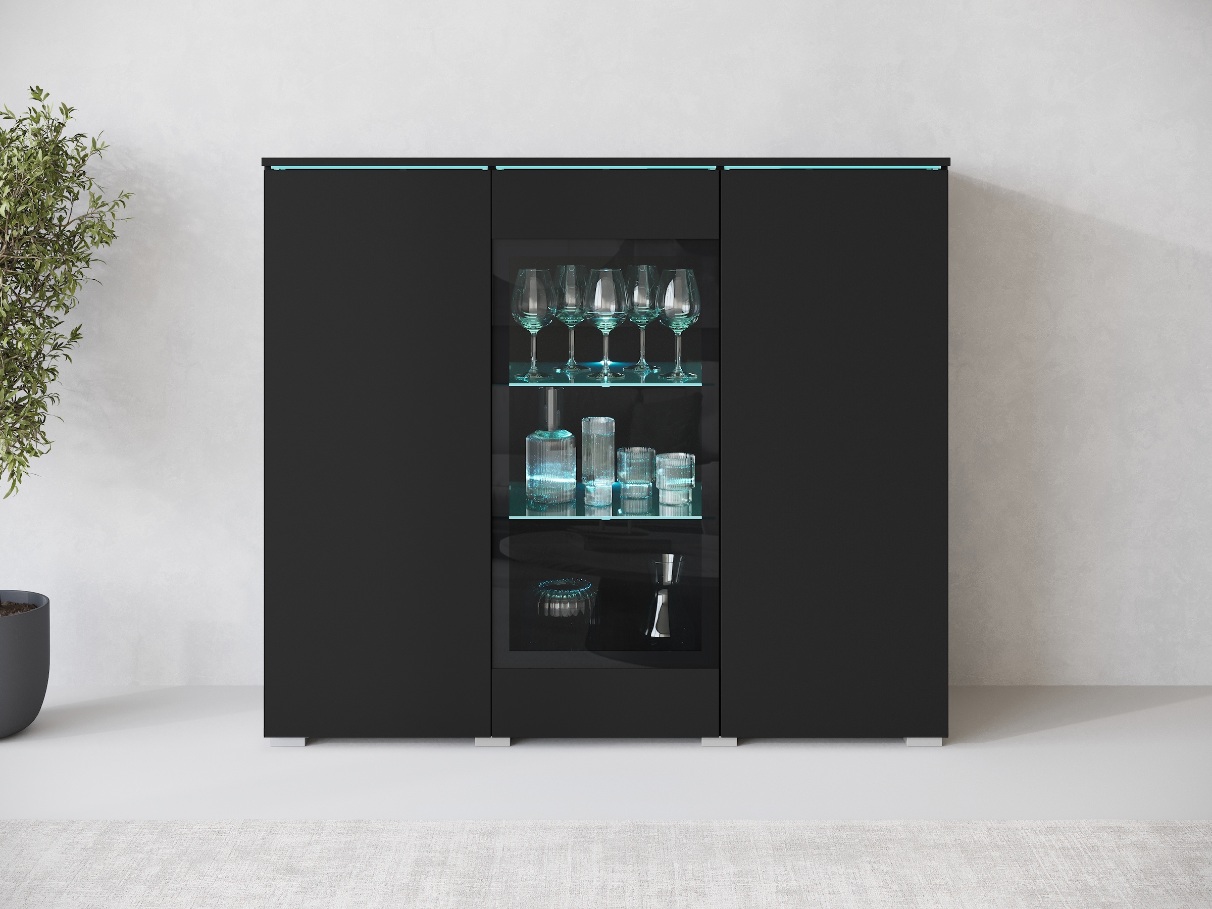 Image of Home affaire Highboard "Vera" Highboard mit 4 Türen, 9 Fächern, verglasten Türen