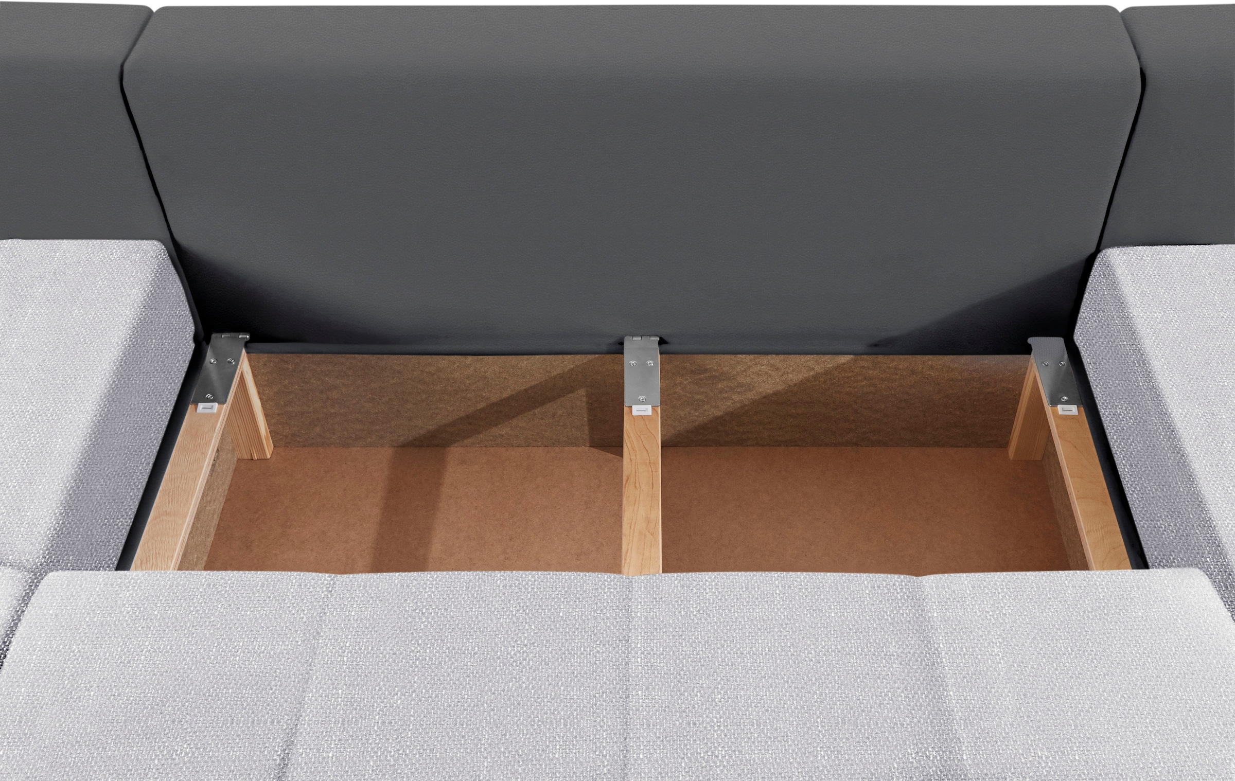 COLLECTION AB Wohnlandschaft »XL-Josy U-Form, Breite 313 cm, Kunstleder-Mix, Microfaser«, inkl. Bettfunktion, Bettkasten, mit 4 gleich grossen Rückenkissen