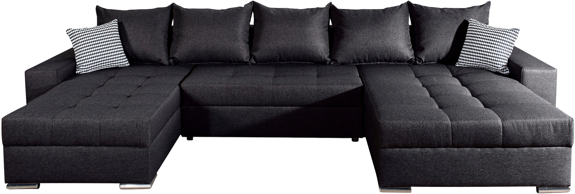 COLLECTION AB Wohnlandschaft »Josy XXL U-Form, B: 333 cm, mit 2 Recamieren 77 & 97 cm« mit Bettfunktion, Bettkasten & 2 Zierkissen, Federkern