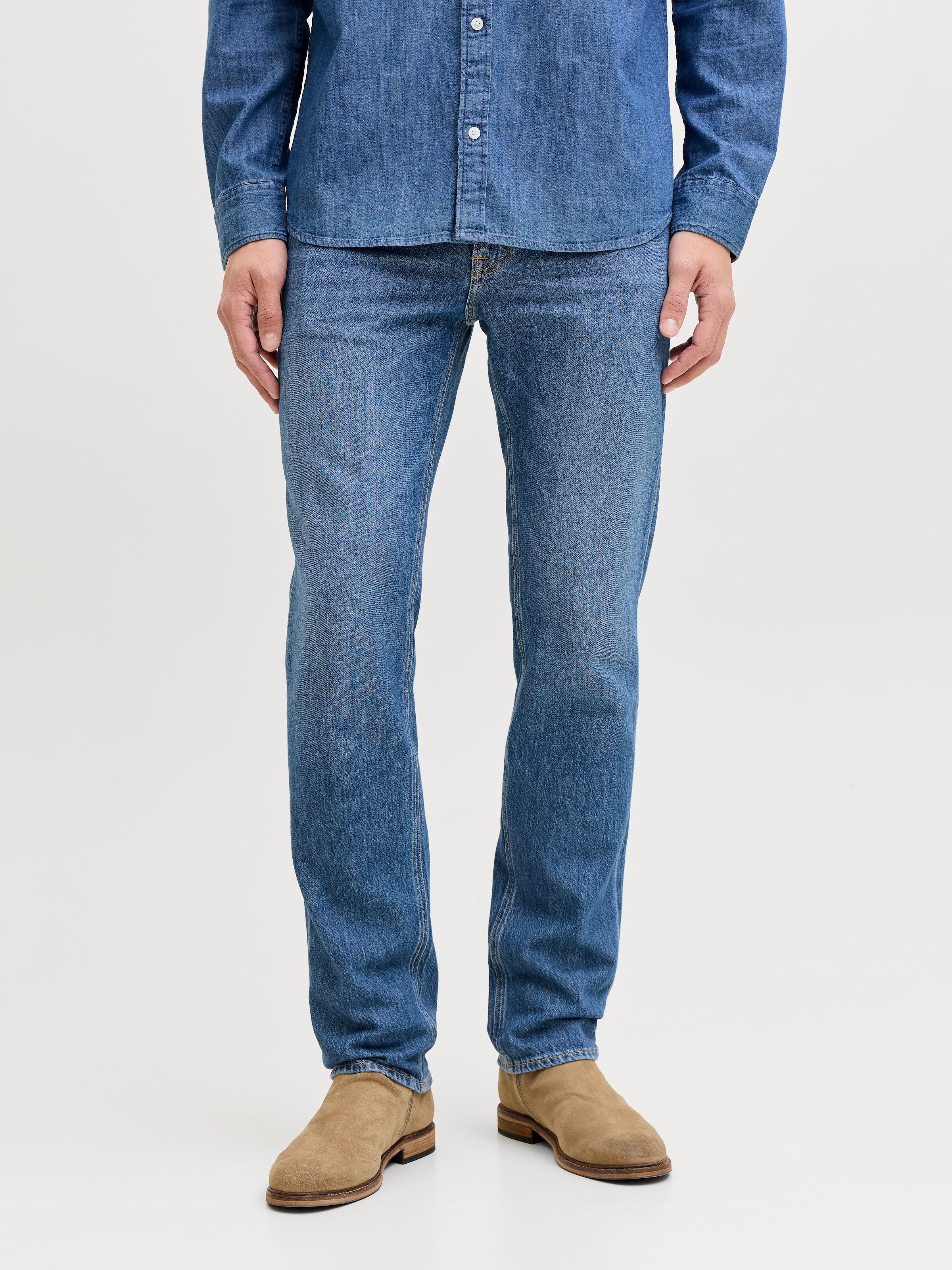 Image of Jack & Jones Regular-fit-Jeans "JJICLARK im Used-Look, Stretchkomfort und niedrige Leibhöhe" Baumwollmischung, regular fit
