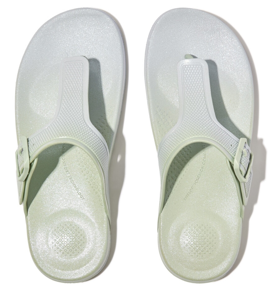 Fitflop Zehentrenner »IQUSHION IRIDESCENT ADJUSTABLE BUCKLE«, Keilabsatz, Sommerschuh,...