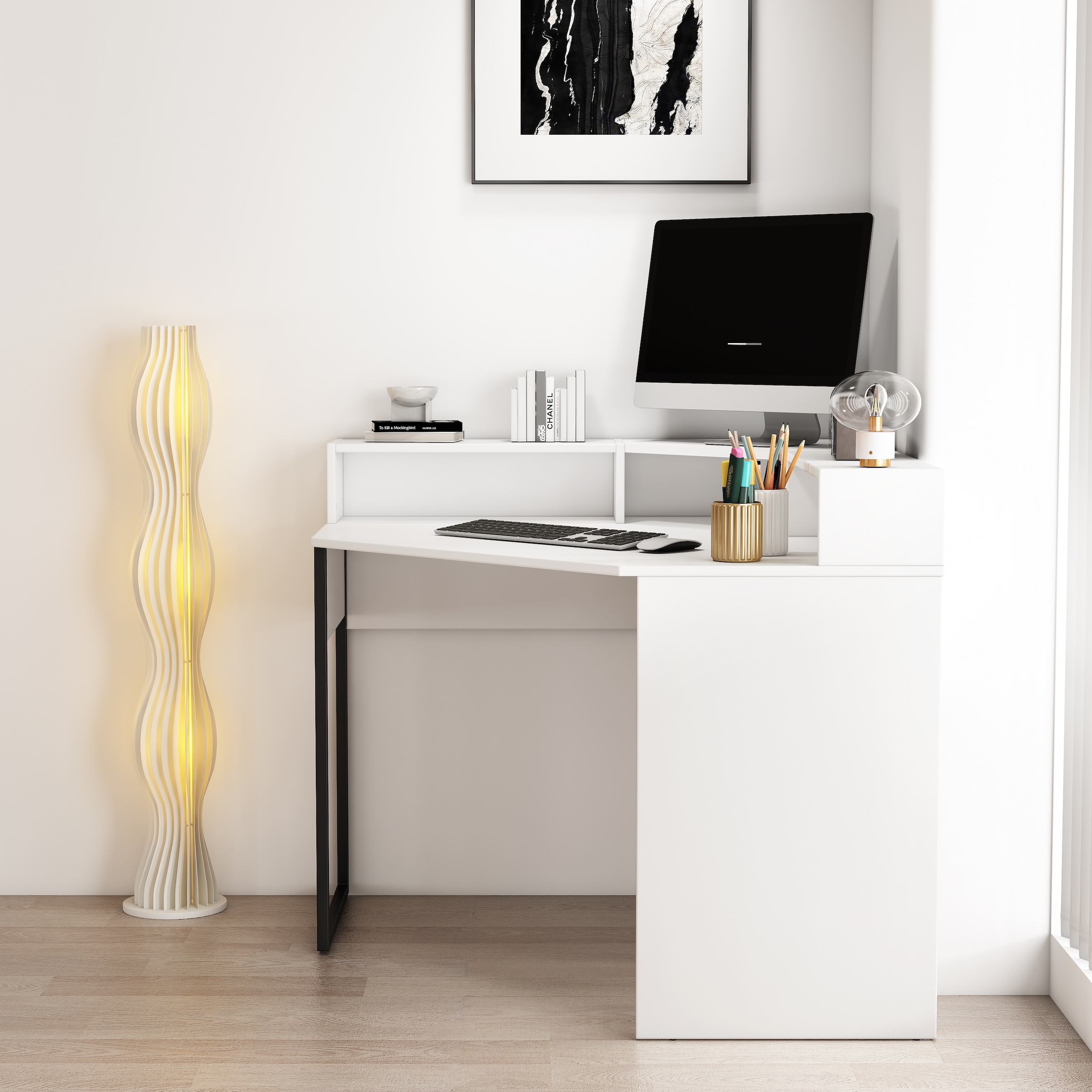 GOODproduct Eckschreibtisch »Moid« Set,  mit Schreibtischaufsatz, modernes Design, B. 100 cm