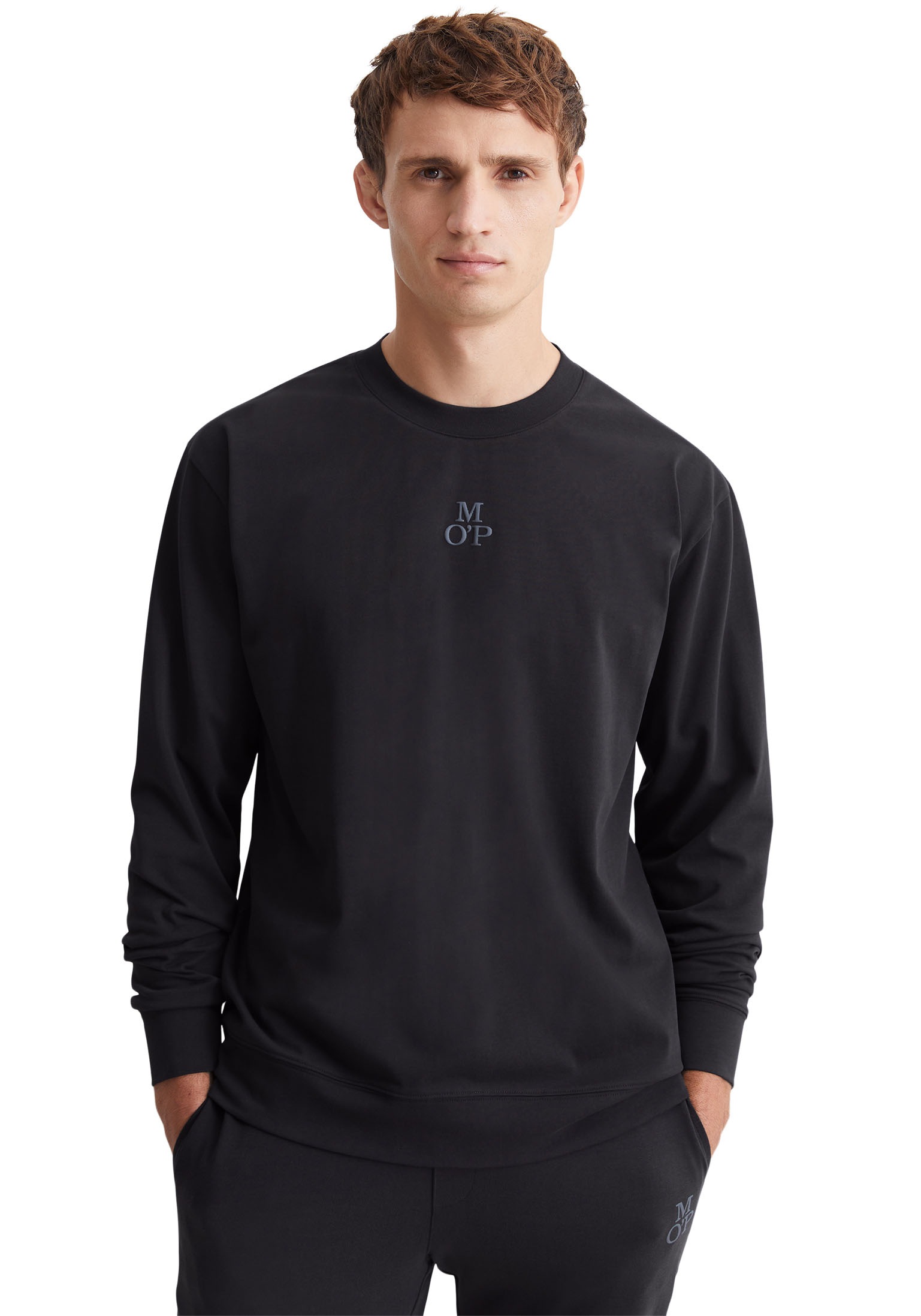 Image of Marc OPolo Longsleeve "Heavy Jersey" Rundhalsausschnitt, Langarm, Baumwolle, Regular Fit