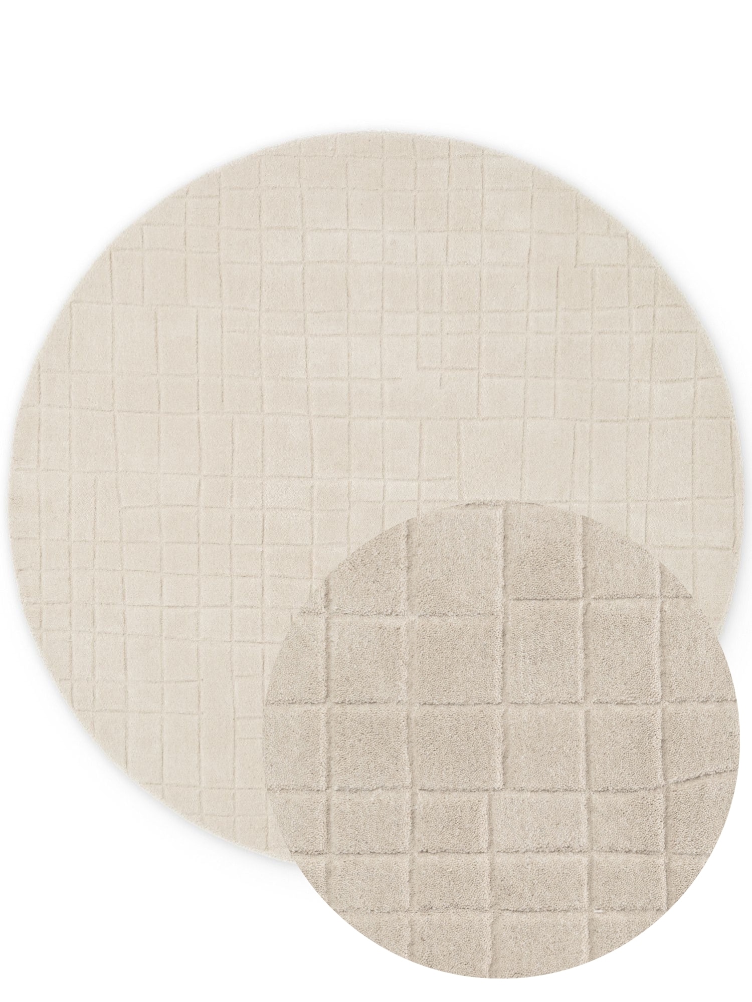Villeroy & Boch Tapis en laine »Kenso« Rond 15 mm Höhe laine, à carreaux, naturel, fait main, salon, chambre, hygge