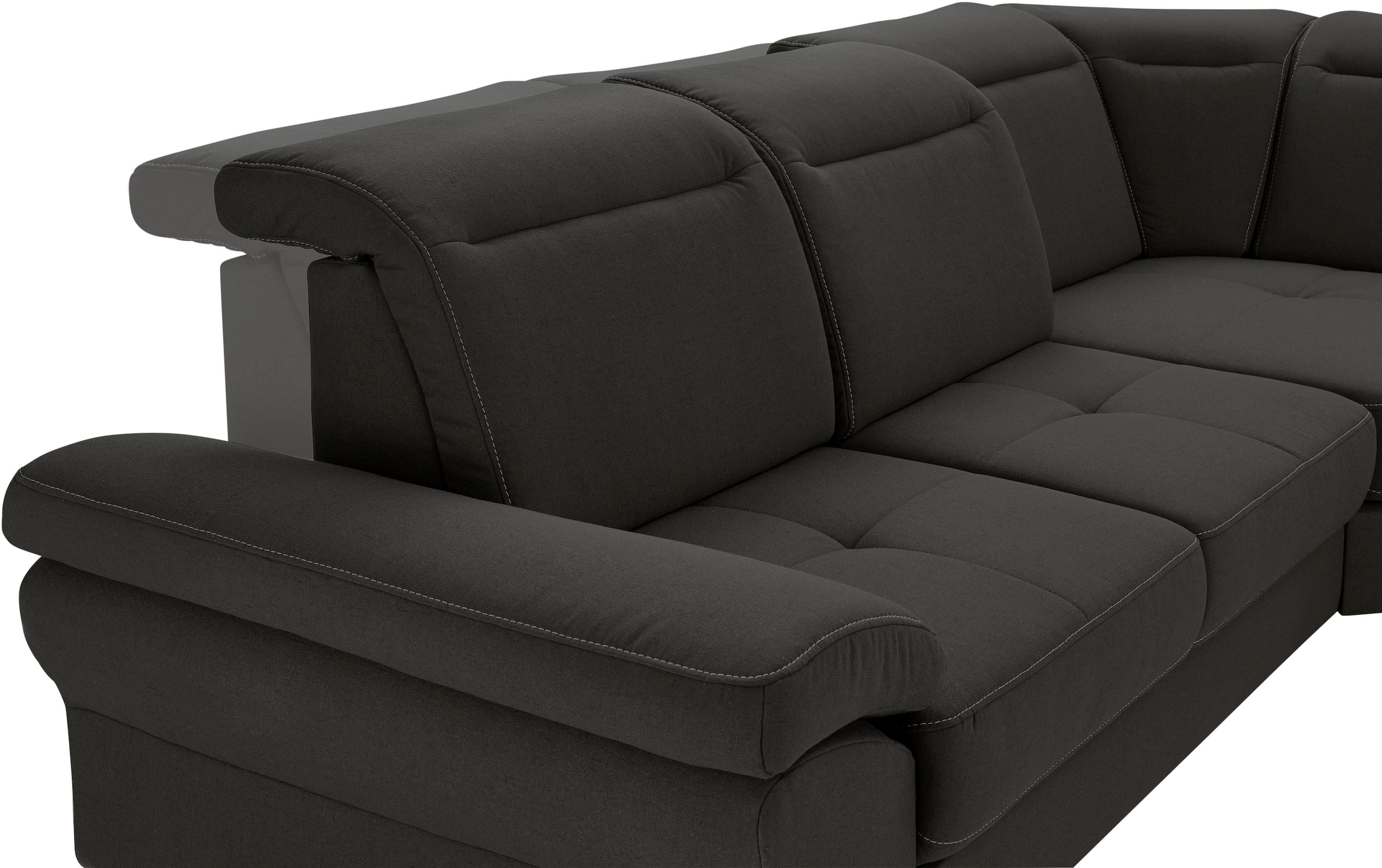 Places of Style Ecksofa »Cornwall L-Form«, incl. Sitztiefenverstellung, mit Bettfunktion und Kopfteilverstellung