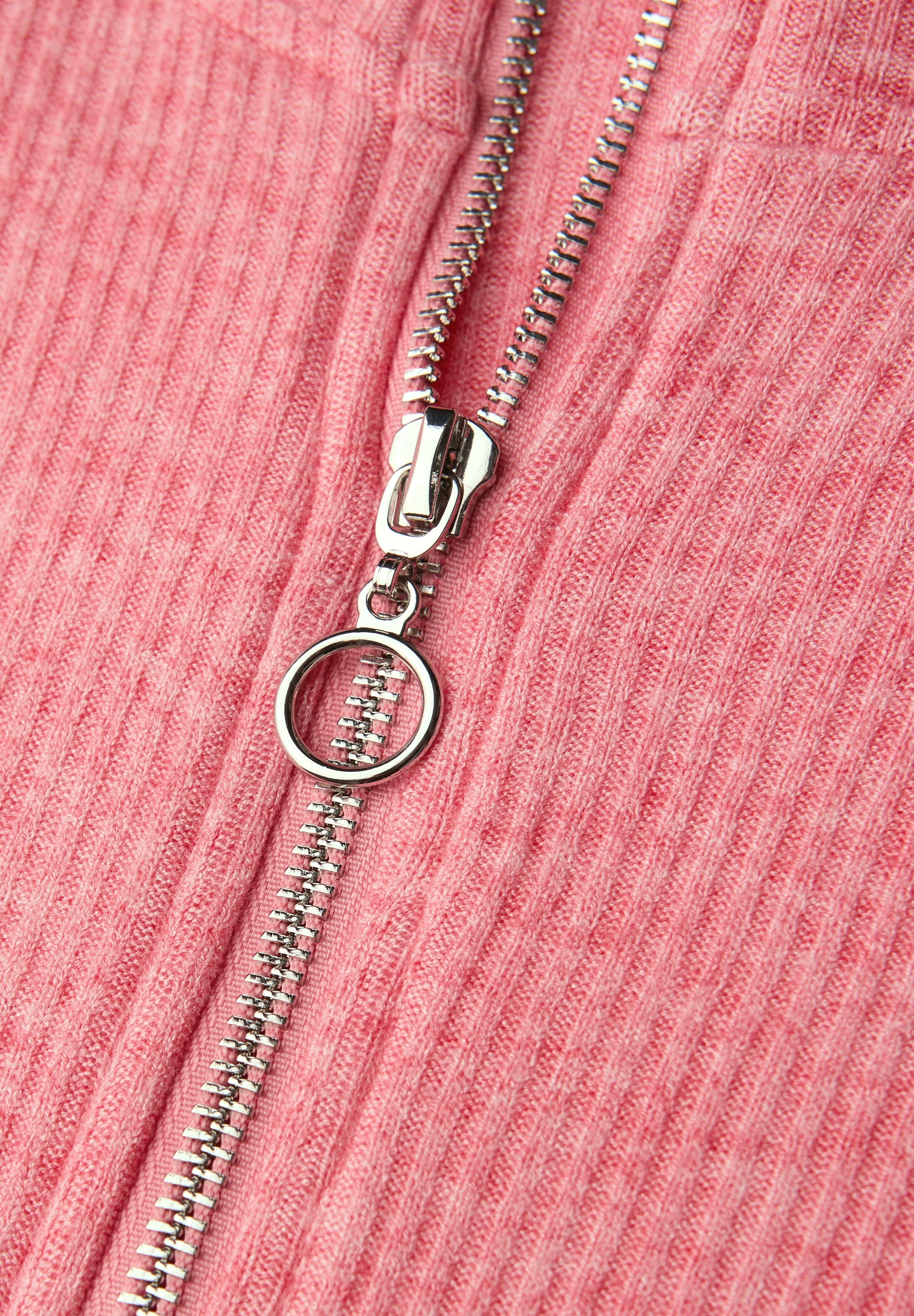 STREET ONE Langarmshirt mit Rippstruktur und Zipper