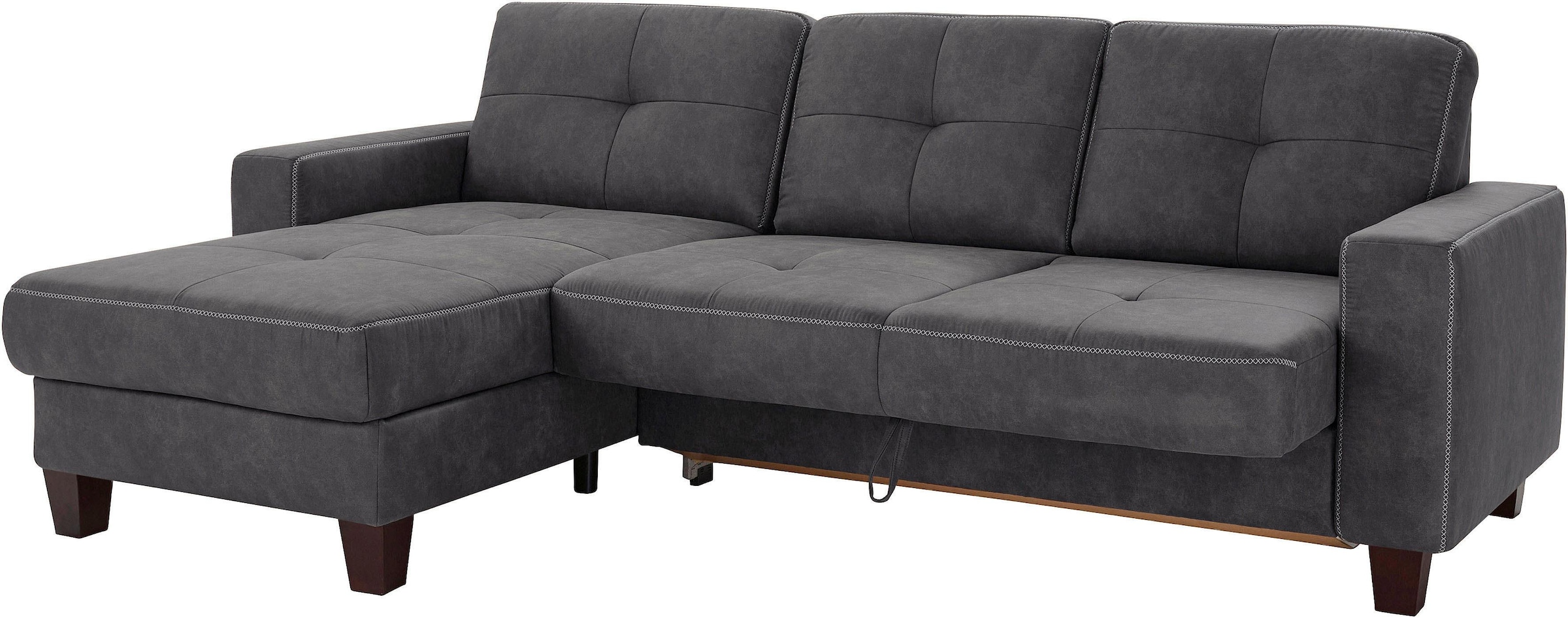 Places of Style Ecksofa »Varese L-Form«, wahlweise mit Bettfunktion und Vorziehfunktion