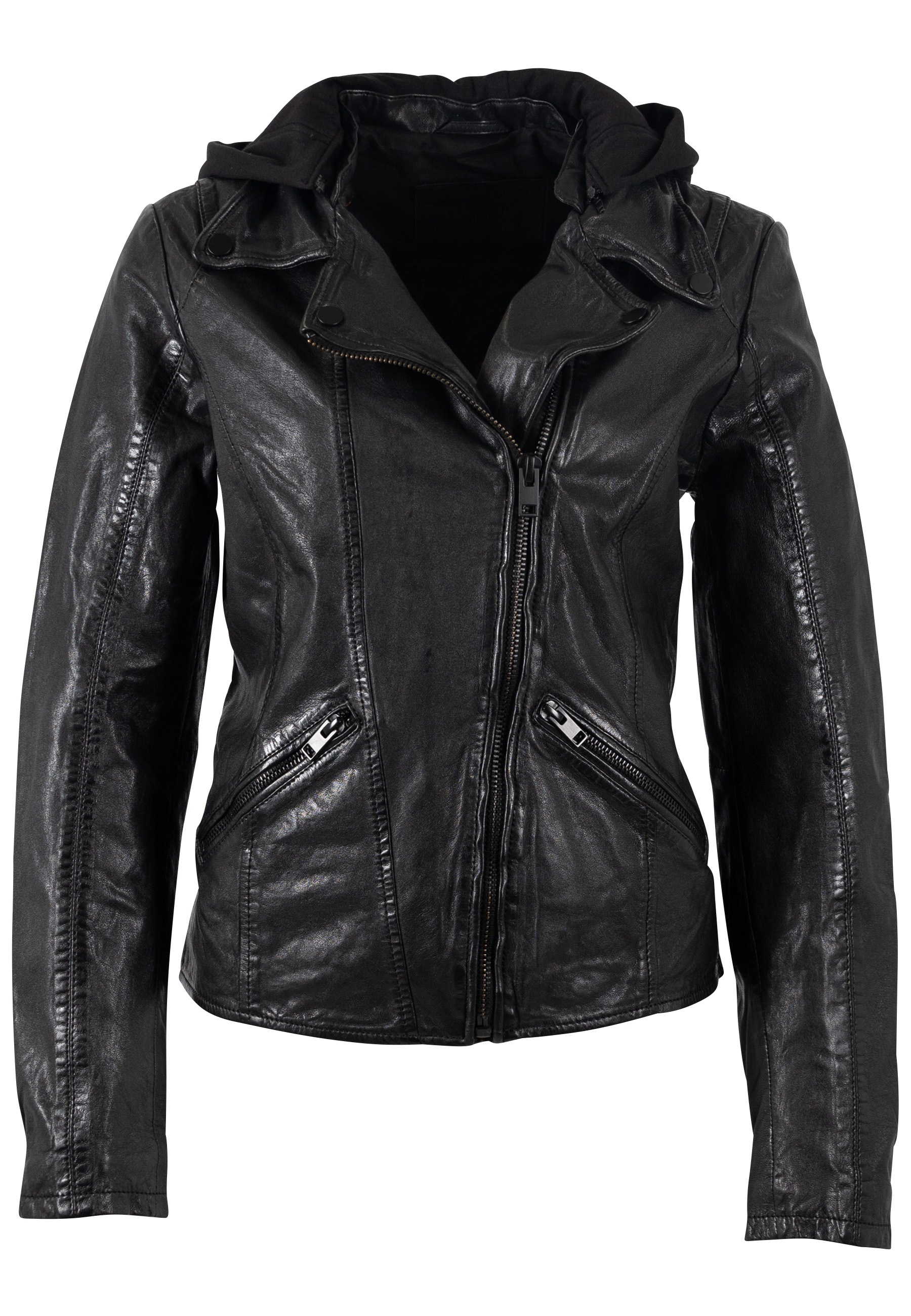 Mauritius Lederjacke »MWTary SF«, mit Kapuze, mit Jerseykapuze und Reverskragen, Slim Fit