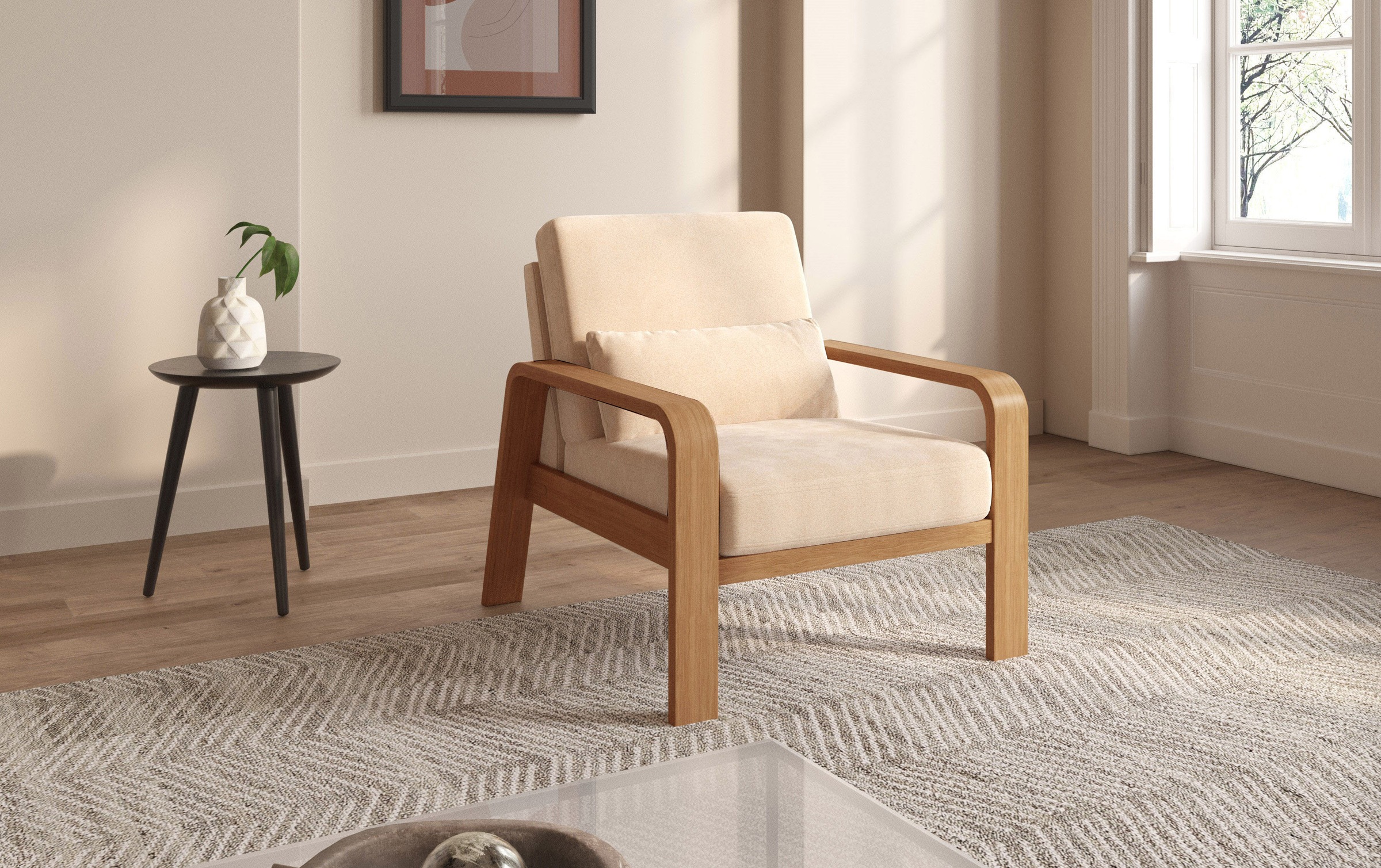 sit&more Sessel »Kolding«, Armlehnen aus eichefarbigem Buchenholz, verschiedene Bezüge und Farben