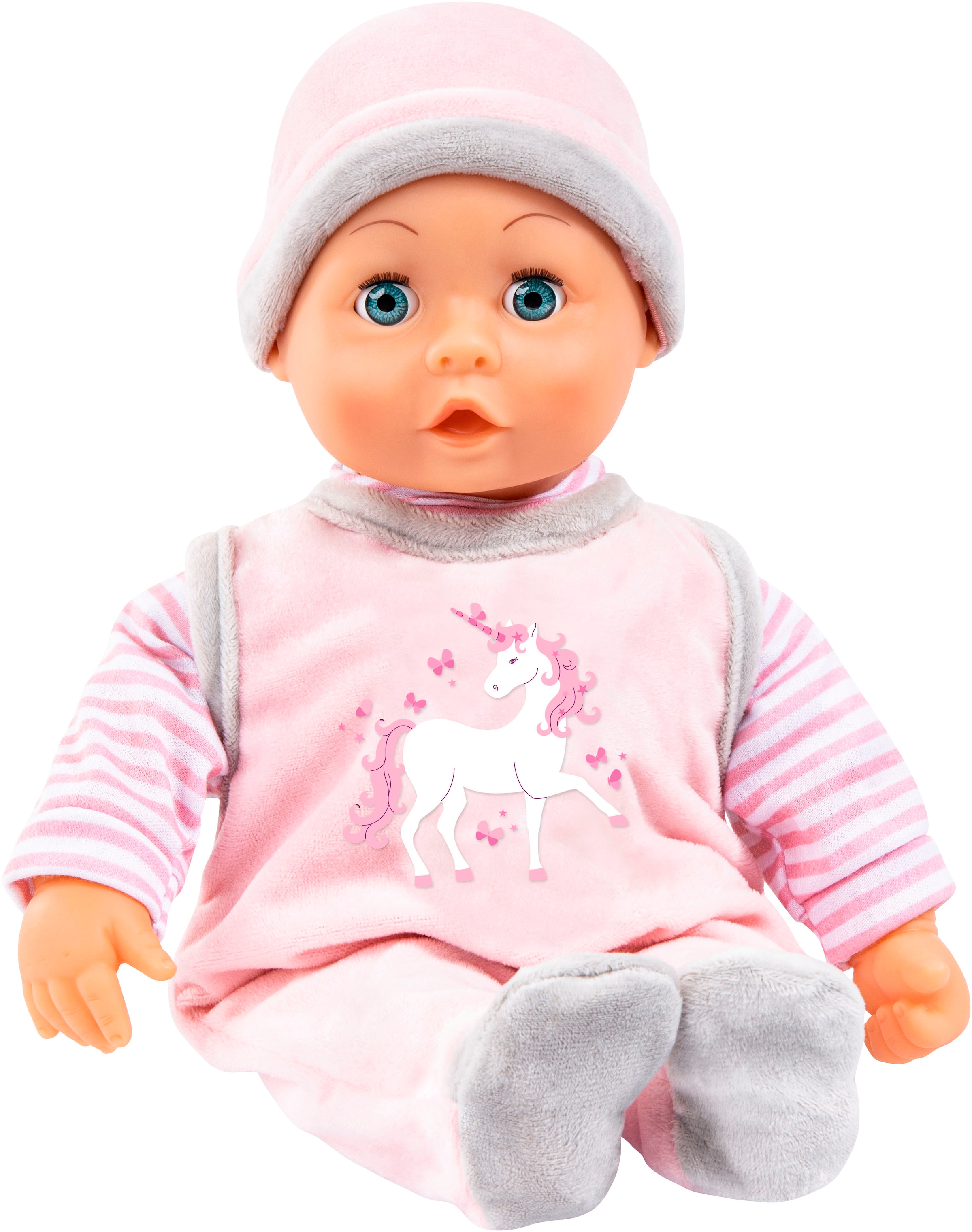 Bayer Babypuppe »First Words Baby, 38 cm, Einhorn rosa« mit Schlafaugen und Babygeräuschen