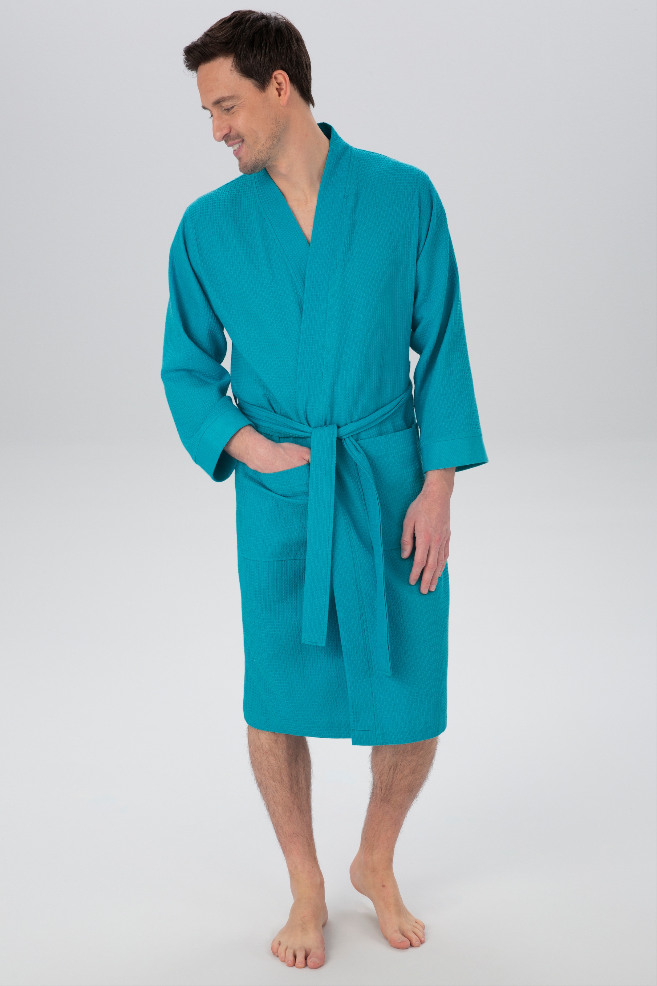 Image of GOODproduct Unisex-Bademantel "Vanessa, ideal für Sauna & Spa, Hotelbademantel, Morgenmantel" 1 Stk. Taschen, Damen & Herren, Waffelpiqué, sehr leichte Qualität, S-3XL