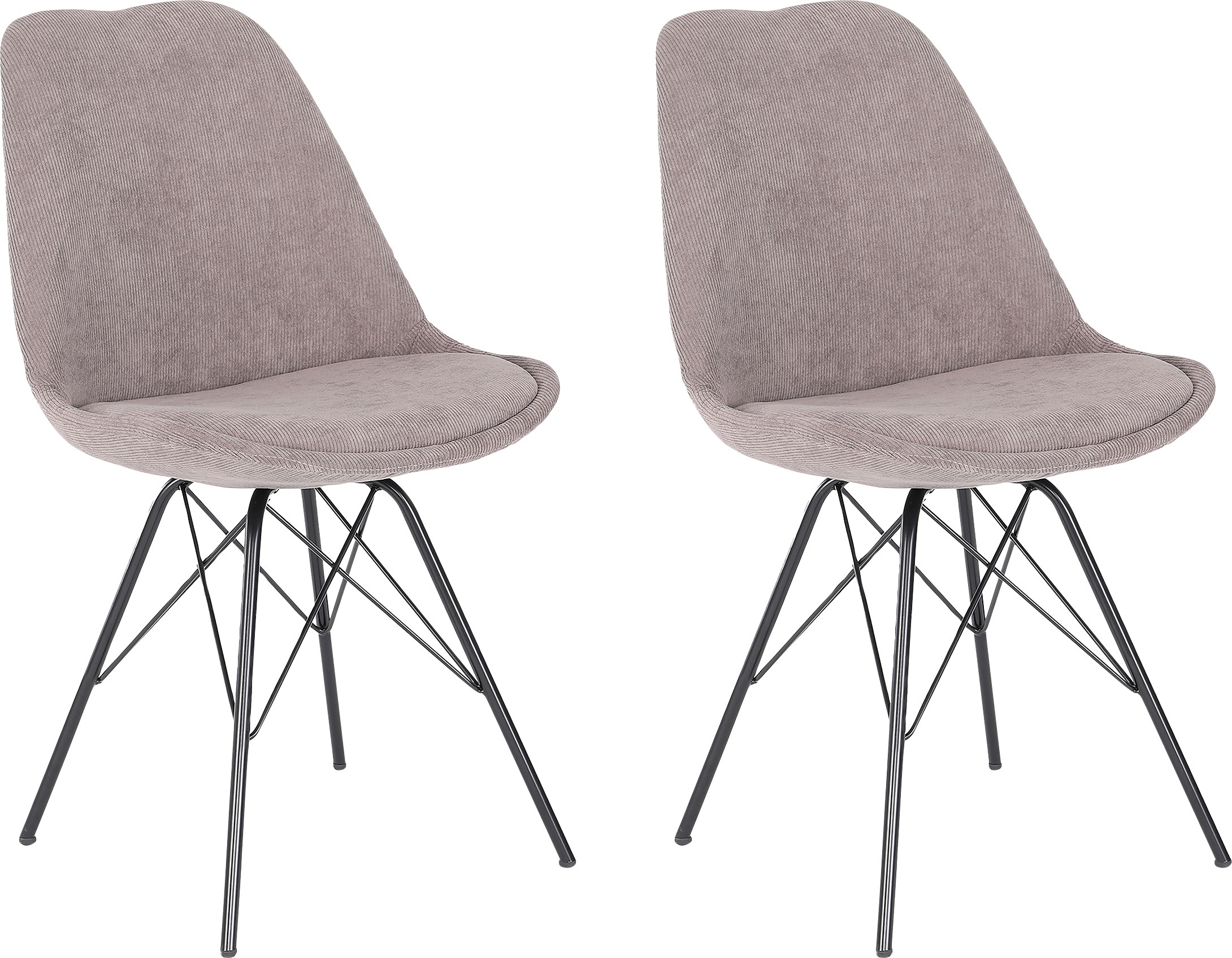 Image of byLIVING Esszimmerstuhl »Rica«, (Set), 2 St., Cord, Sitzschale mit Samt- oder Cordbezug, Metallbeine schwarz bei Ackermann Versand Schweiz