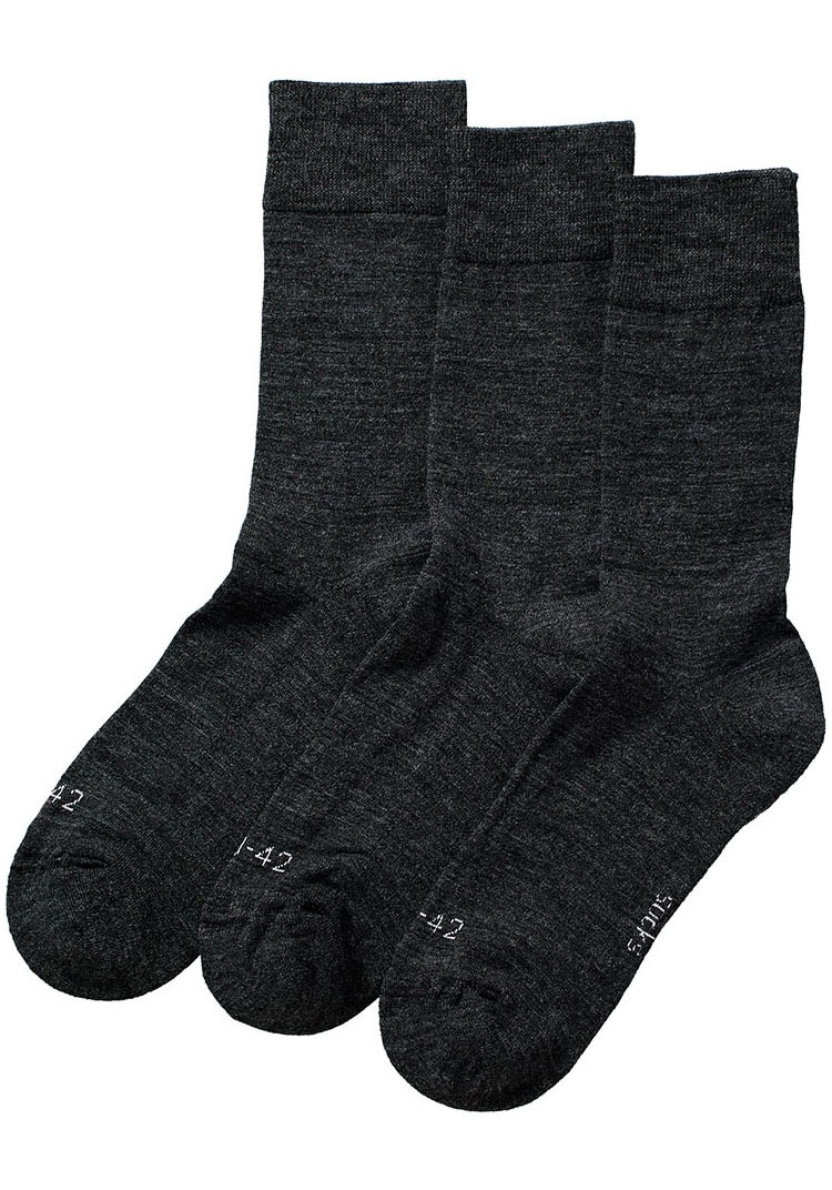 Apollo Basicsocken, (3er Pack), Unisex mit Stickerei und weichen Merinowoll-Anteil