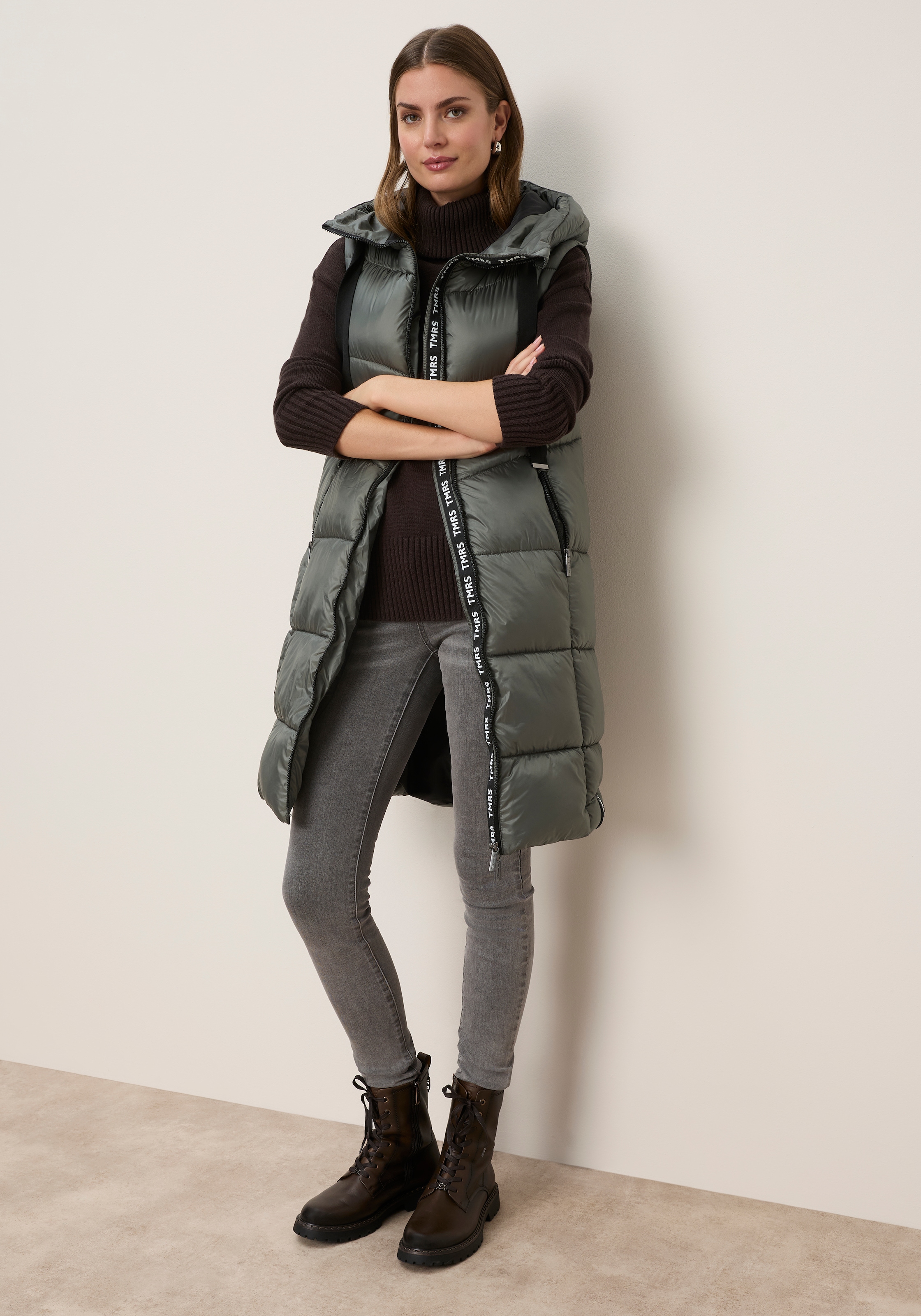 Tamaris Manteau d'hiver avec capuche et manches amovibles - portable en gilet
