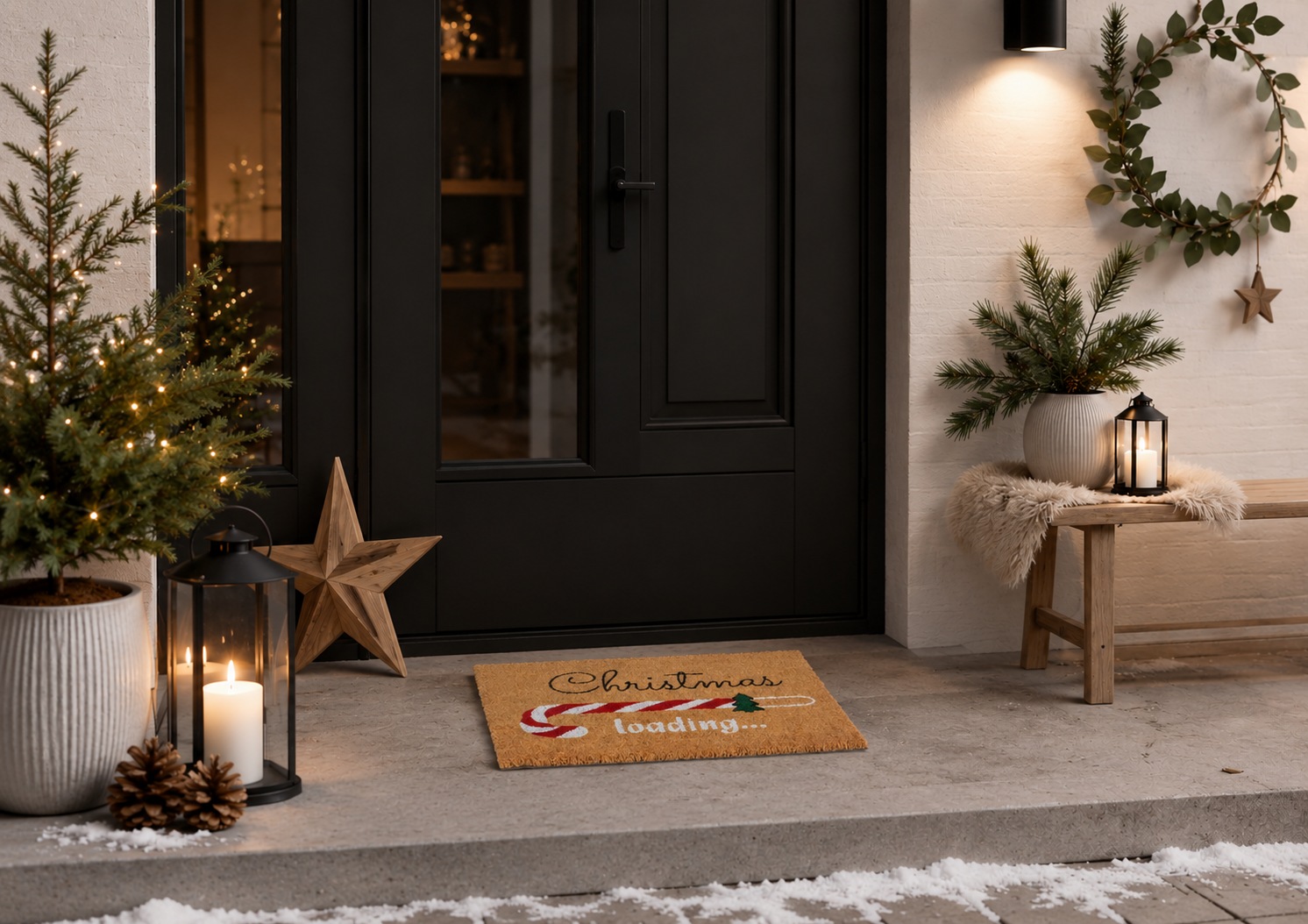 ASTRA Tapis de sol »Kokosvelours  Xmas loadin  40x60« Rectangulaire 1,4 mm Höhe Noix de coco, matériau naturel, canne en sucre, Noël