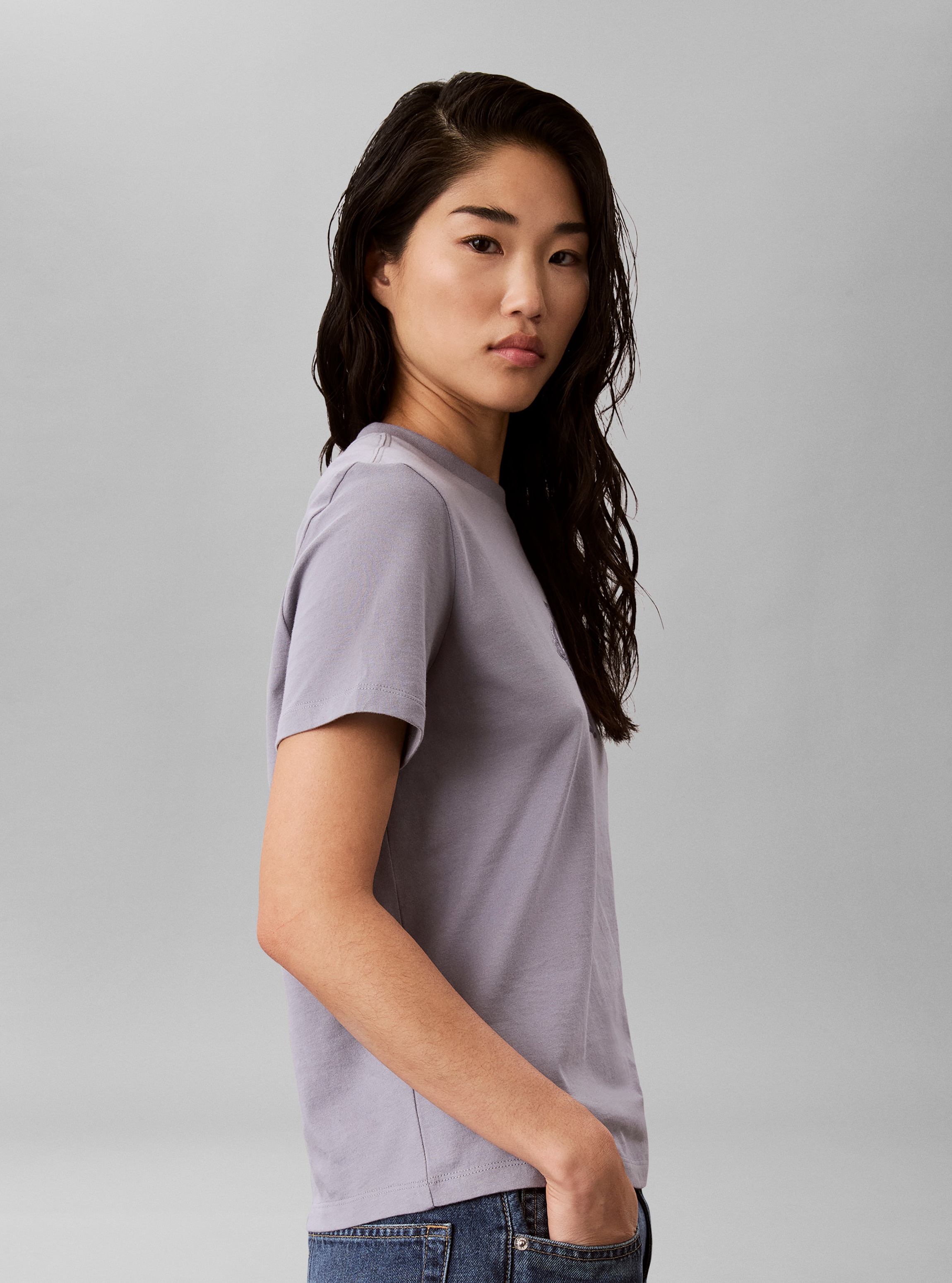 Calvin Klein Jeans T-shirt Logo pailleté, coupe régulière, col rond