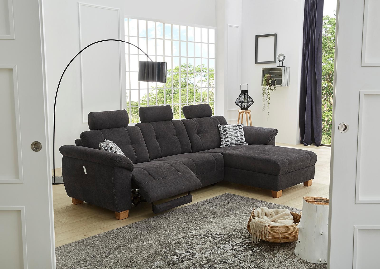 Jockenhöfer Gruppe Canapé d'angle »Savona L-Form, B: 299  cm« avec fonction relax électrique, USB, 2 coussins décoratifs & 3 appuie-têtes