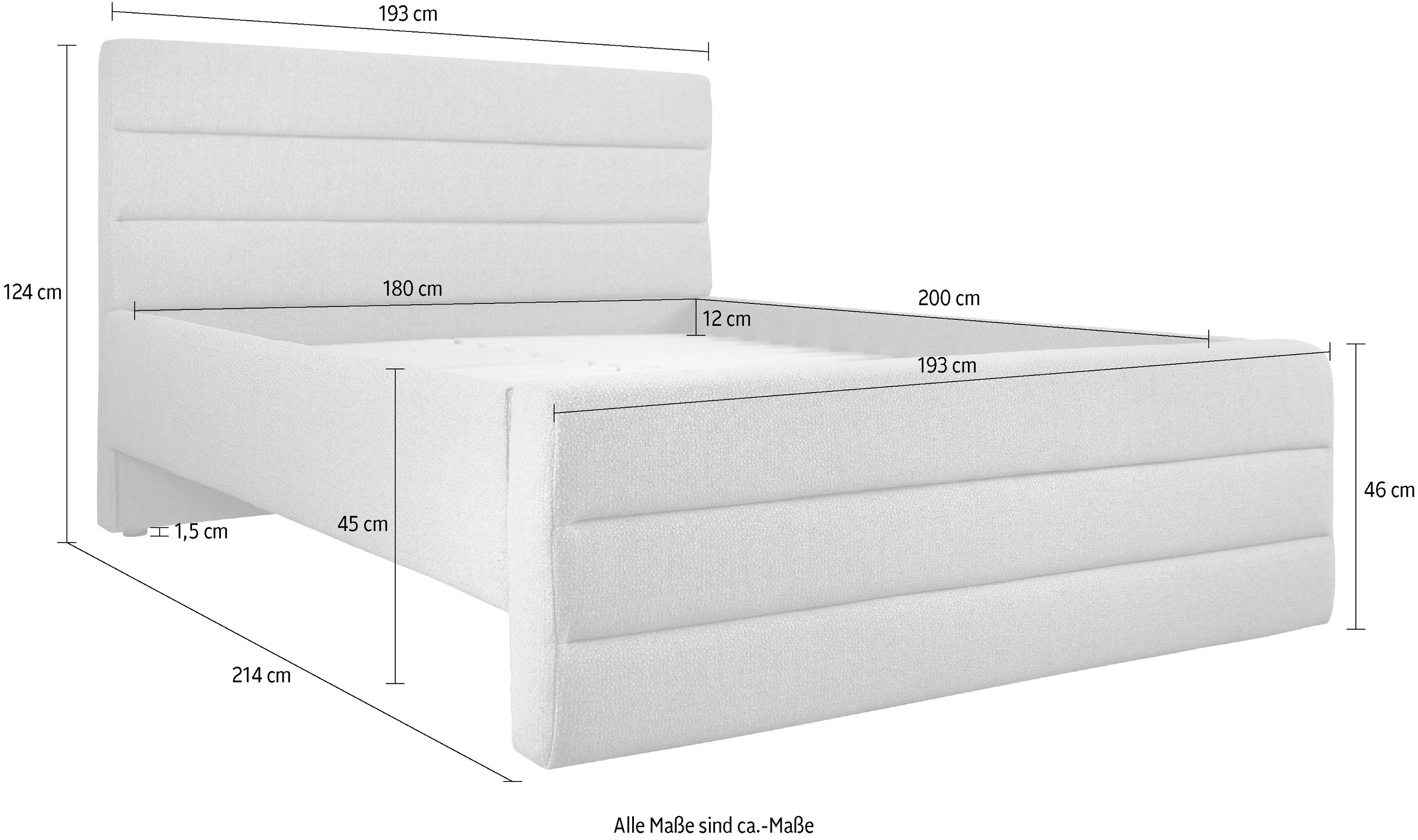 GOODproduct Polsterbett »Merrit«, Quernaht im Kopf- und Fussteil, in 5 Breiten, auch in 220 cm Länge