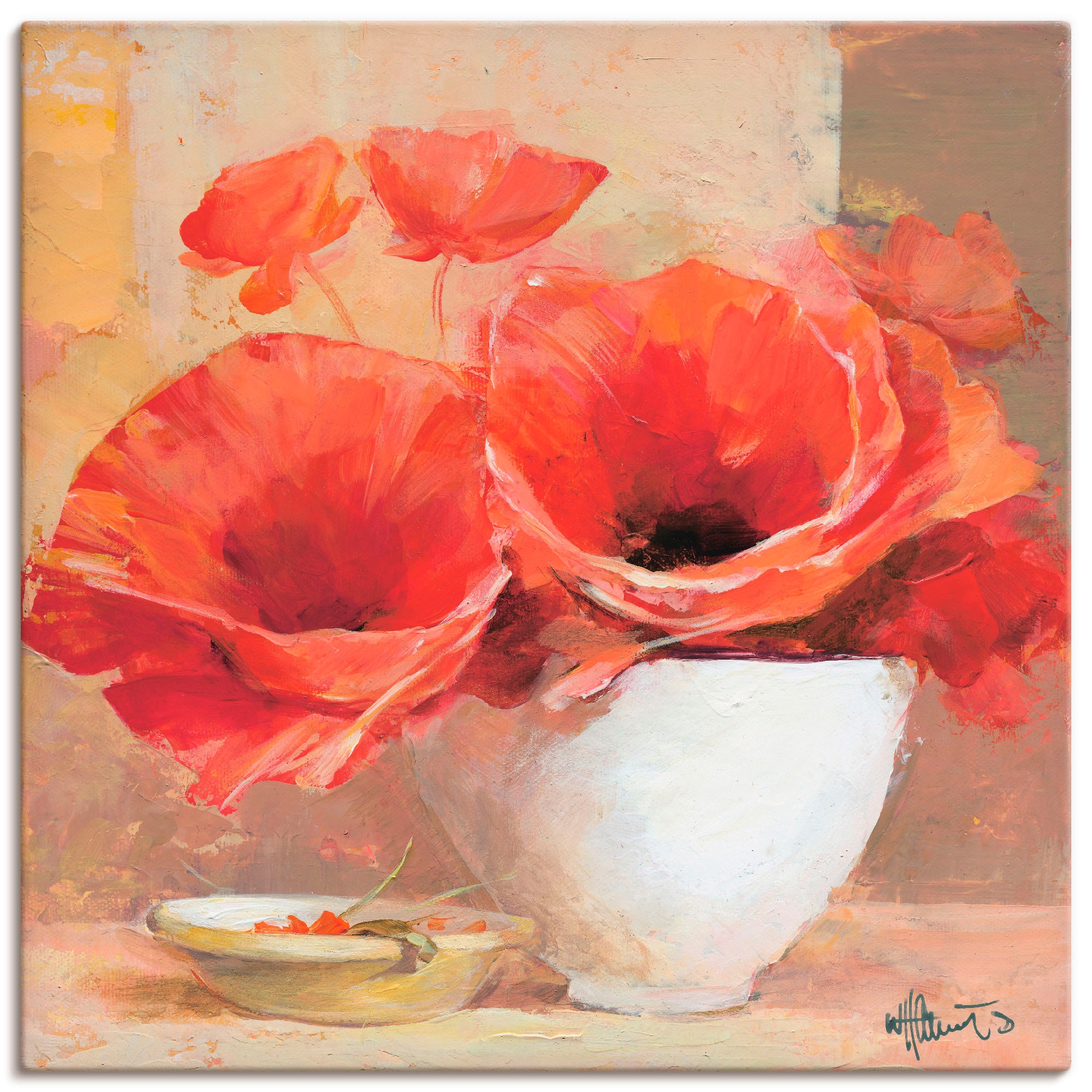 Image of Artland Leinwandbild "Mohn II" Blumen 1 Stk. tlg. auf Holzrahmen gespannt