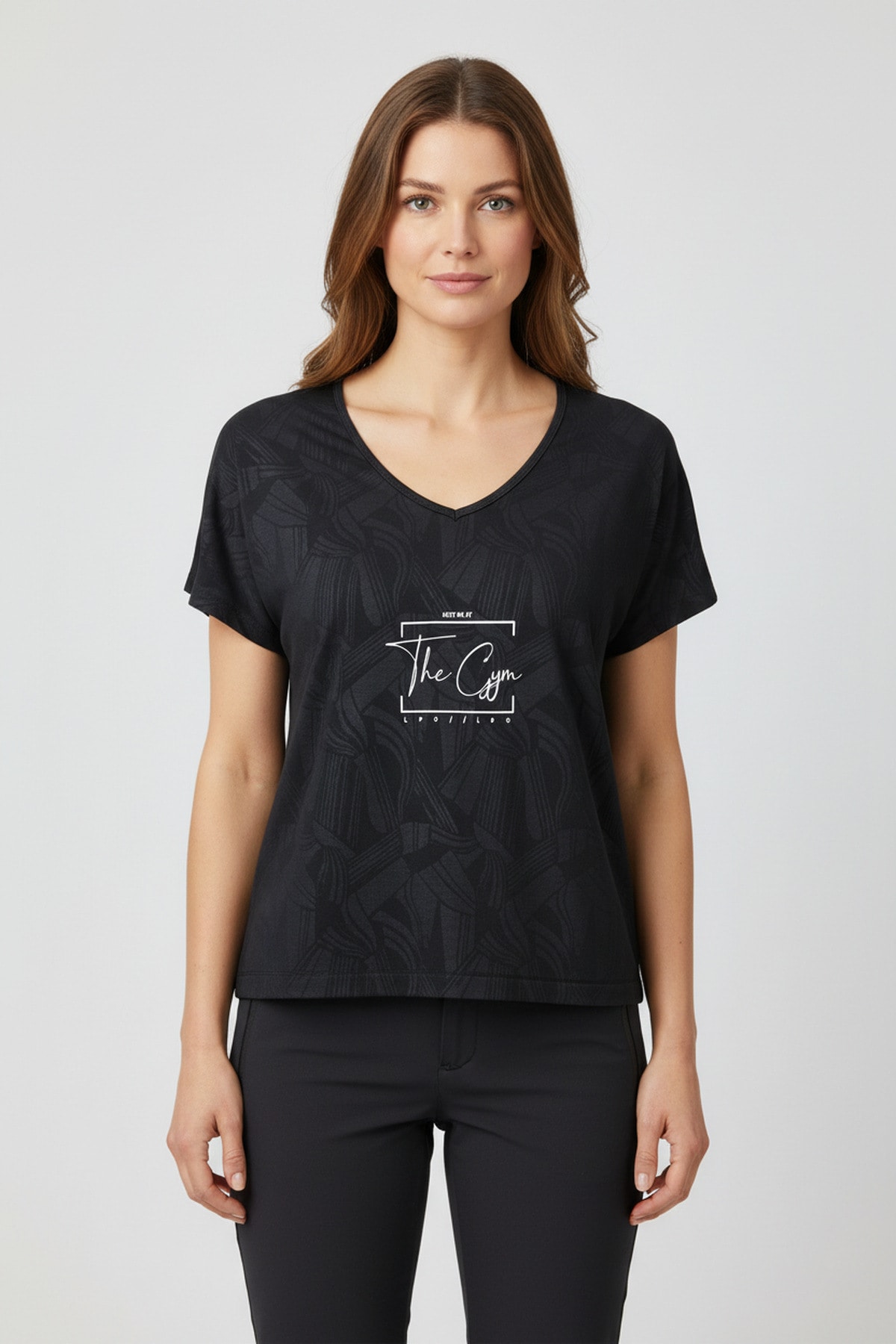 Image of LPO Funktionsshirt "Da-T-Shirt Rachel" geprägtes Allover-Muster, seitliche Schlitze