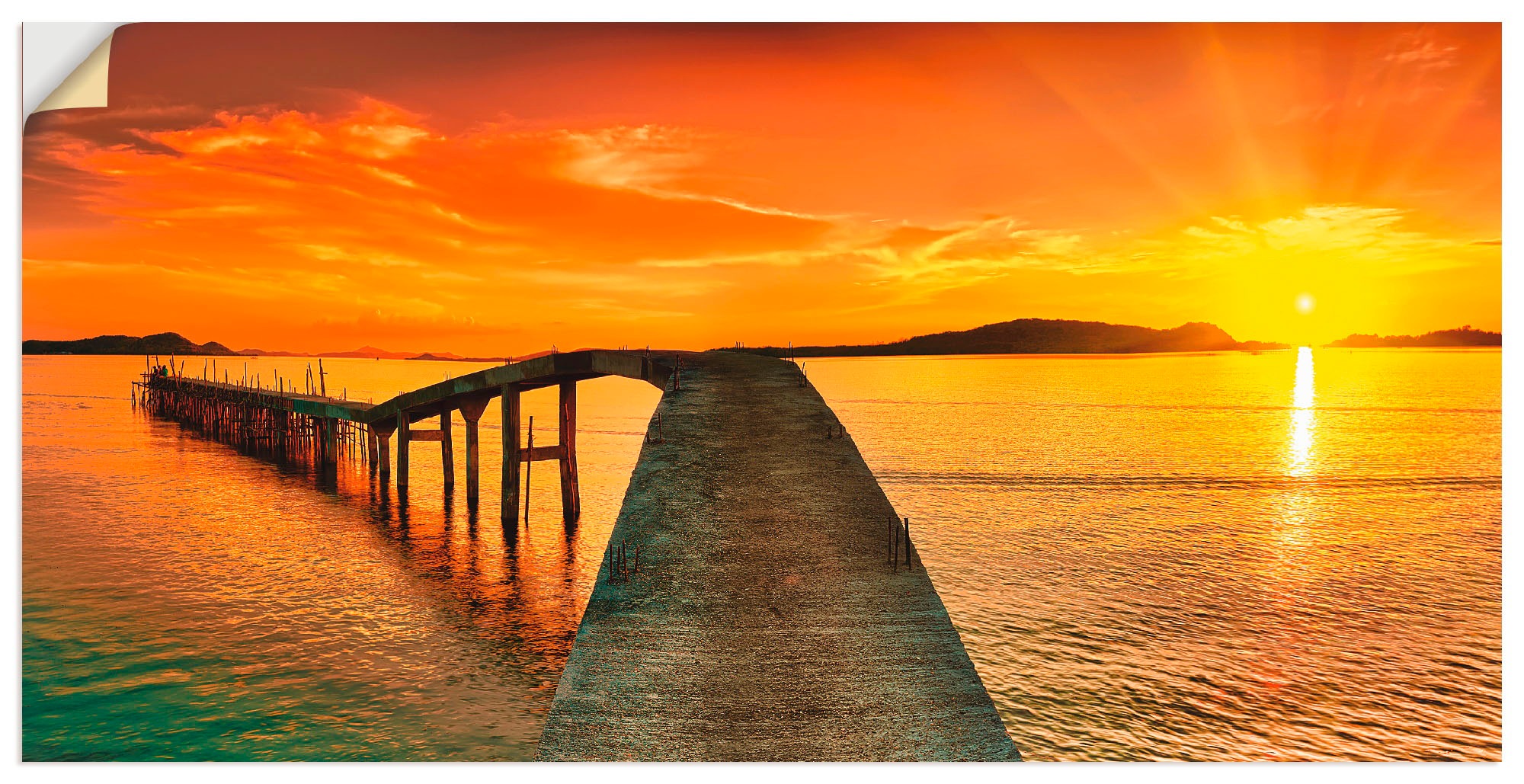 Image of Artland Wandbild »Sonnenaufgang über dem Meer«, Gewässer, (1 St.), in vielen Grössen & Produktarten - Alubild / Outdoorbild für den Aussenbereich, Leinwandbild, Poster, Wandaufkleber / Wandtattoo auch für Badezimmer geeignet bei Ackermann Versand Schweiz