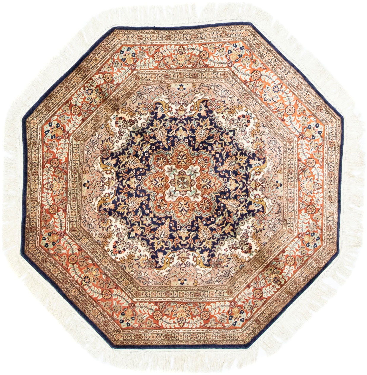 morgenland Teppich »Kaschmir Seide Teppich handgeknüpft blau«, quadratisch
