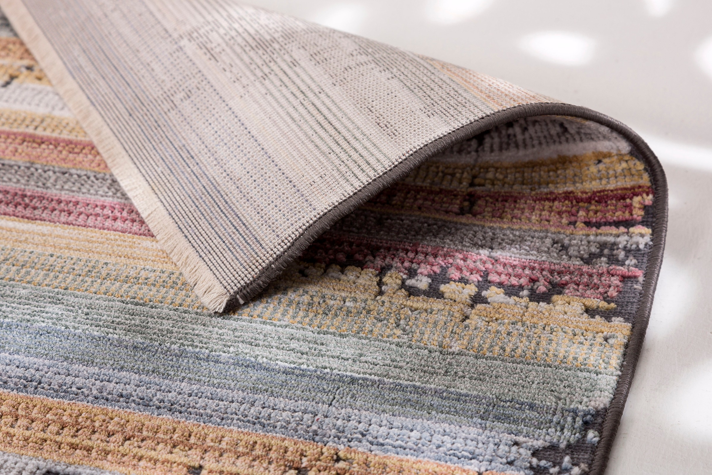 ASTRA Teppich »Calea 231« rechteckig 6 mm Höhe Kurzflor mit Fransen, Hoch Tief Struktur, Wohnzimmer