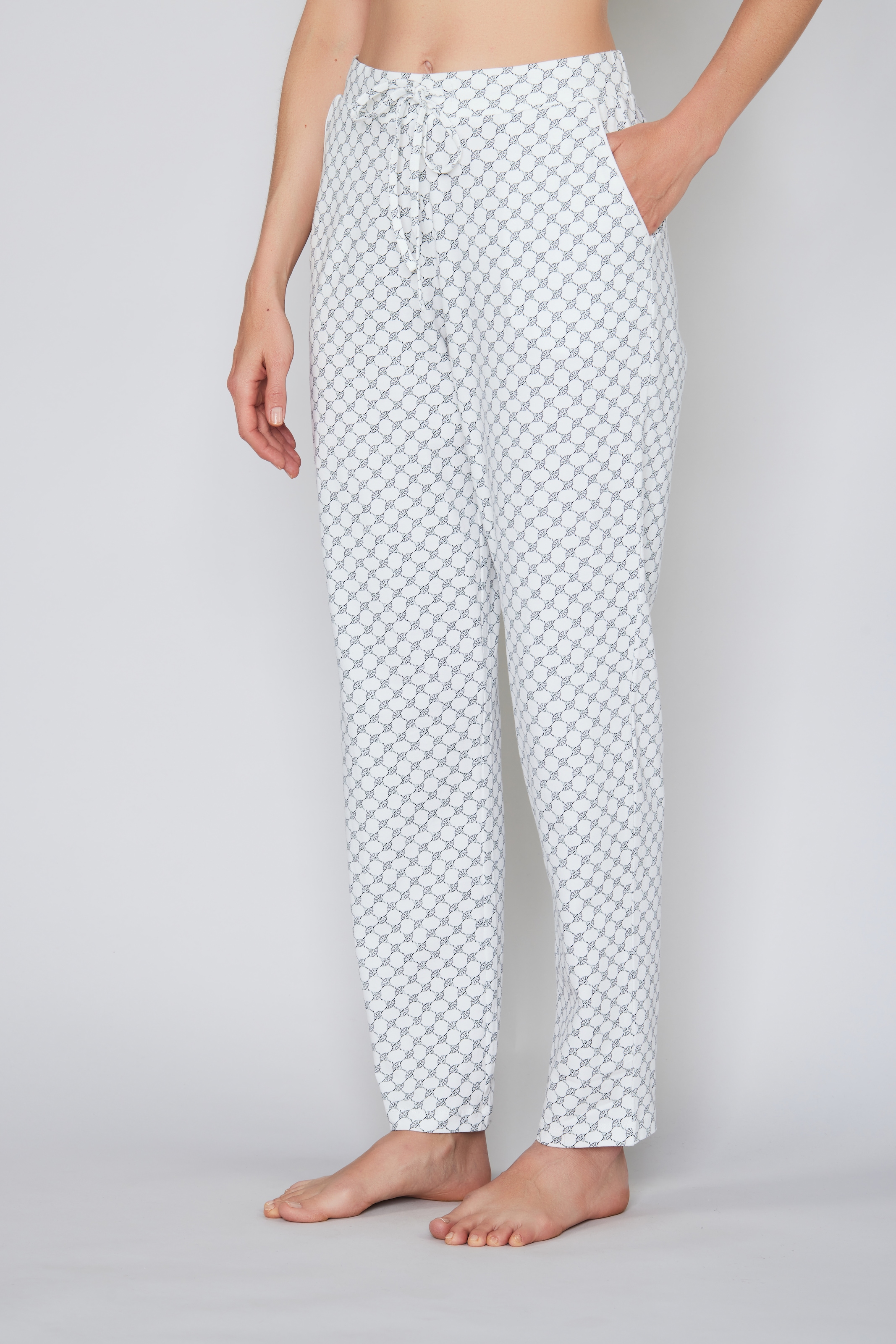 Image of JOOP Pyjamahose "Cosy" mit Tunnelzug und Bindeband, Cornflower-Allover