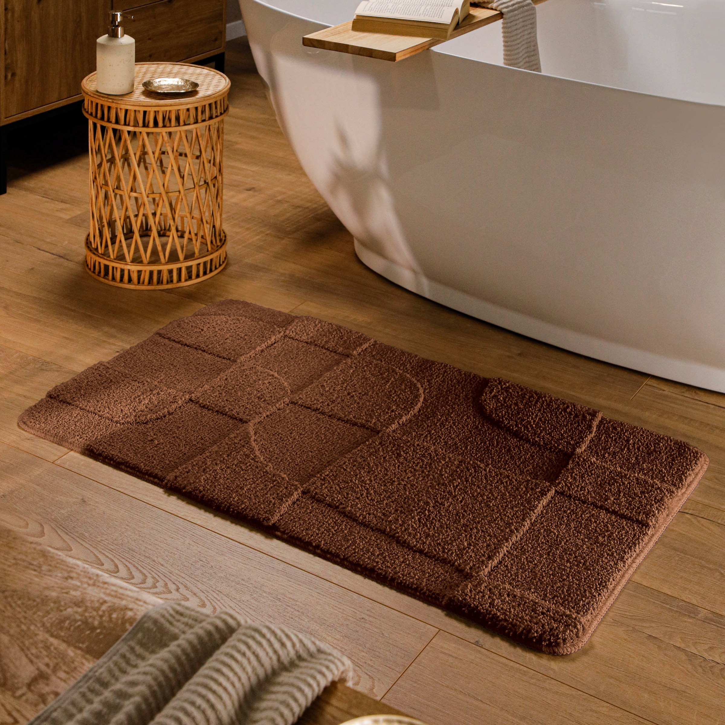 Wecon home Tapis de bain »Davie« Höhe 25 mm revêtement antidérapant Séchage rapide Badteppich, Hoch-Tief-Effekt, weich, rutschhemmend, waschbar, getuftet