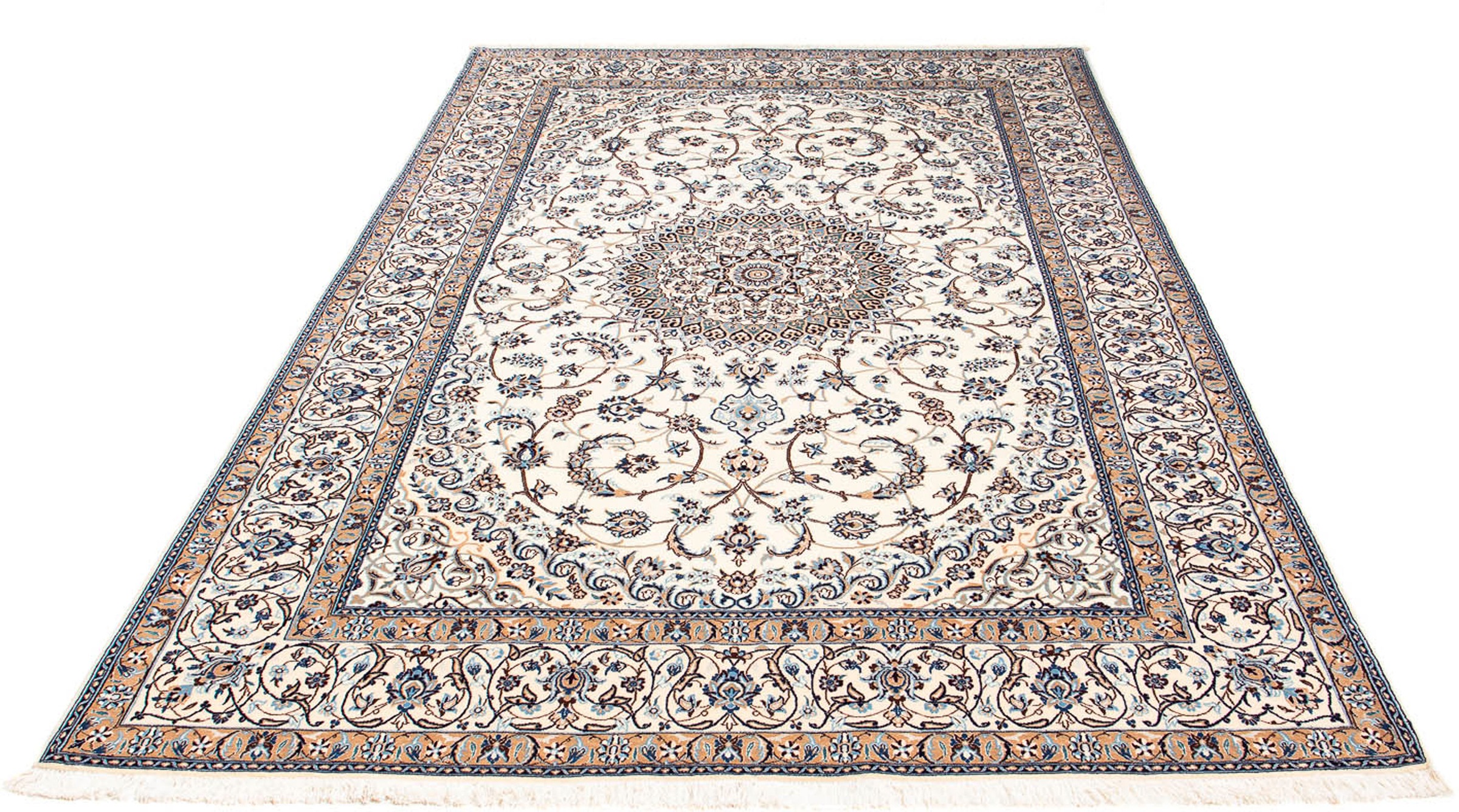 Image of morgenland Orientteppich »Perser - Nain - Premium - 247 x 157 cm - beige«, rechteckig, 6 mm Höhe, Wohnzimmer, Handgeknüpft, Einzelstück mit Zertifikat bei Ackermann Versand Schweiz