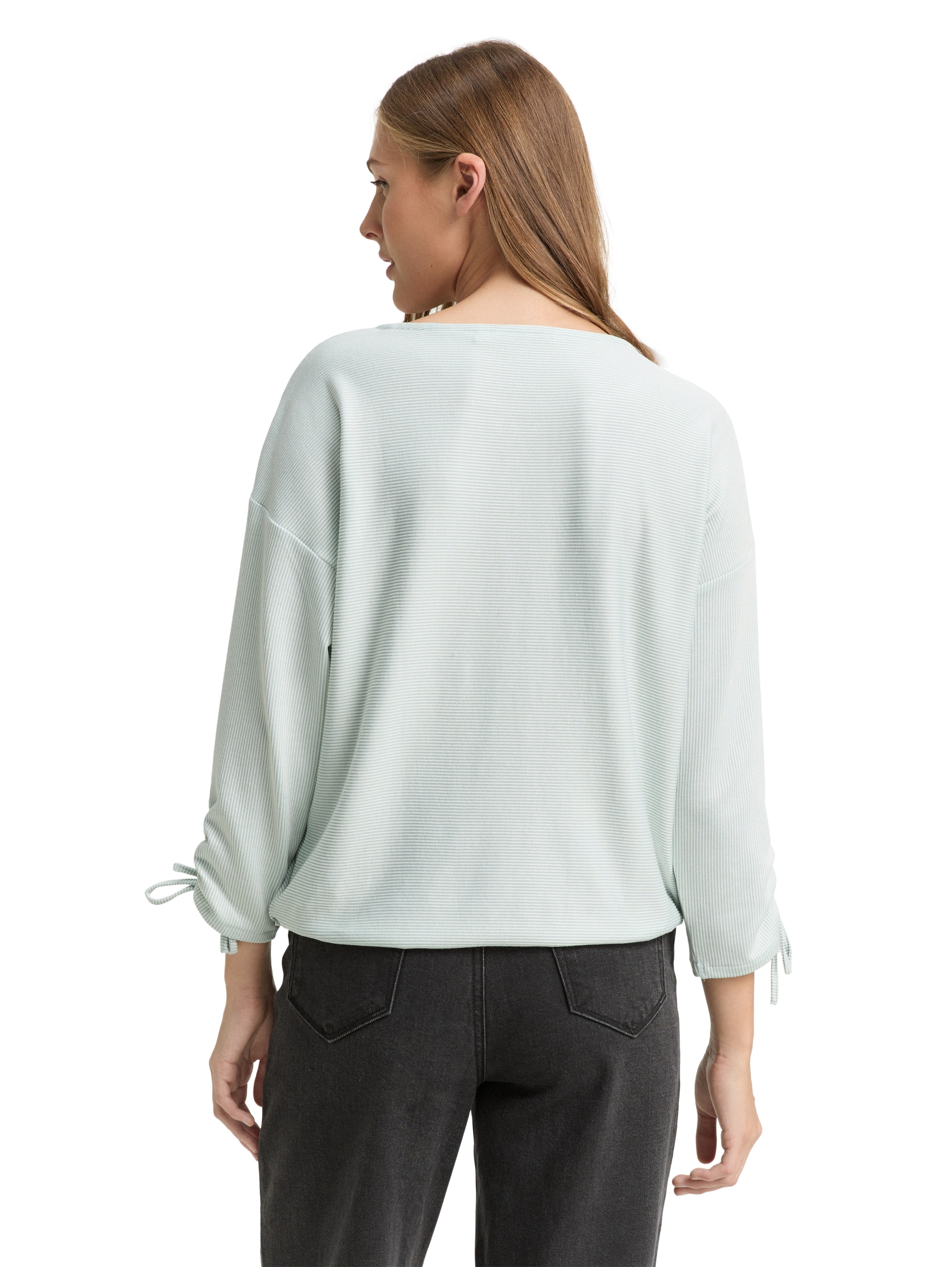 TOM TAILOR Denim 3/4-Arm-Shirt in feiner Rippoptik