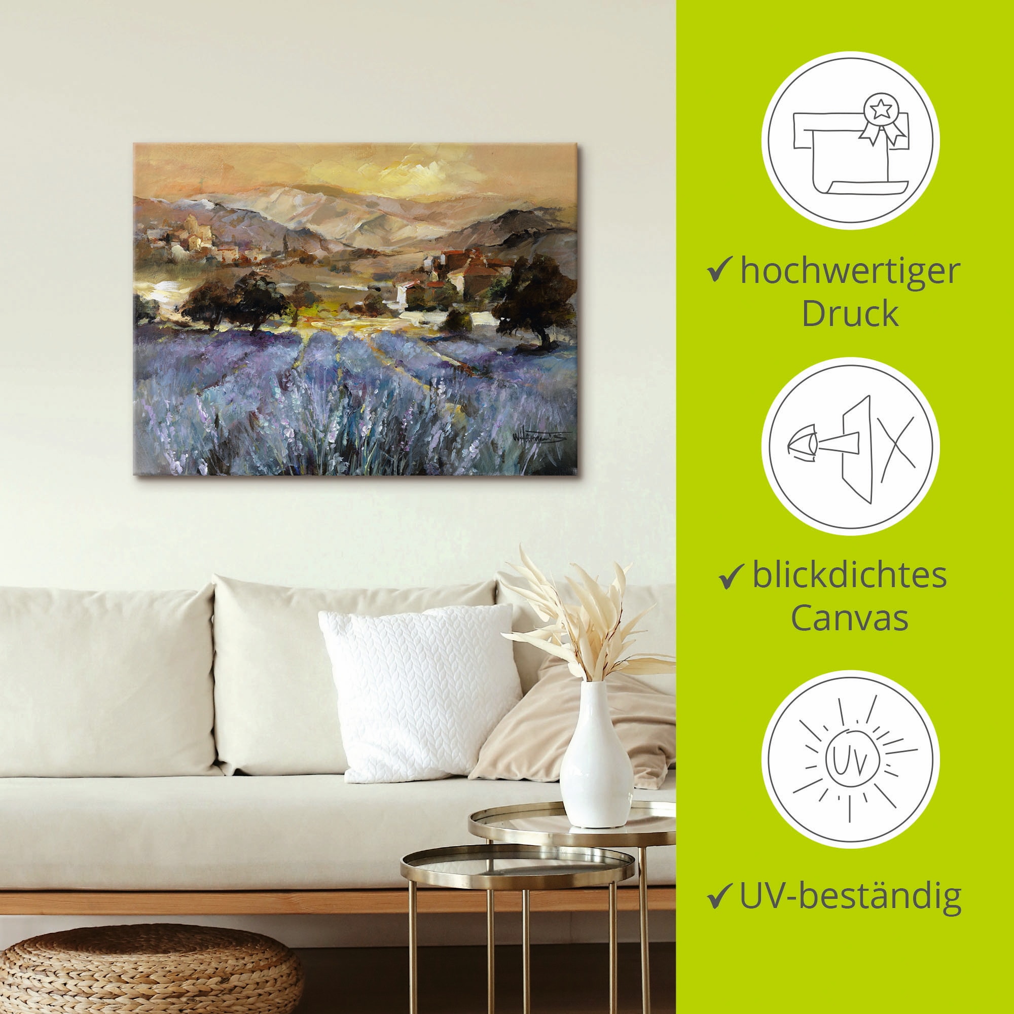 Artland Leinwandbild »Toskana Romantic I« Europa 1 Stk. tlg. auf Keilrahmen gespannt