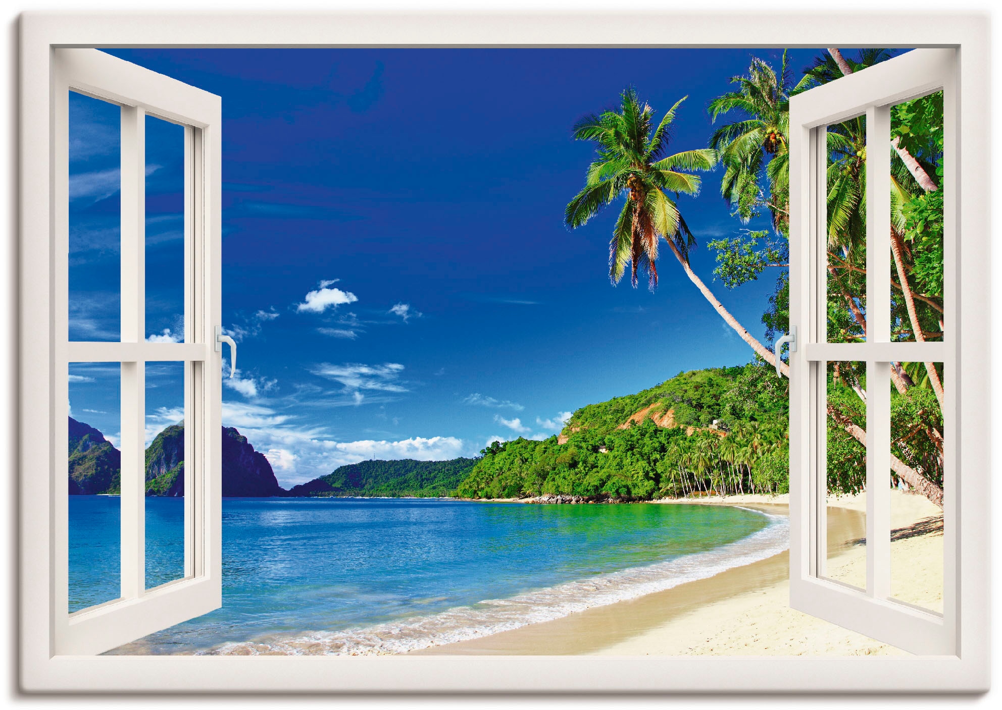 Image of Artland Wandbild "Fensterblick Paradies" Fensterblick 1 Stk. tlg. als Alubild, Leinwandbild, Poster in verschied. Grössen