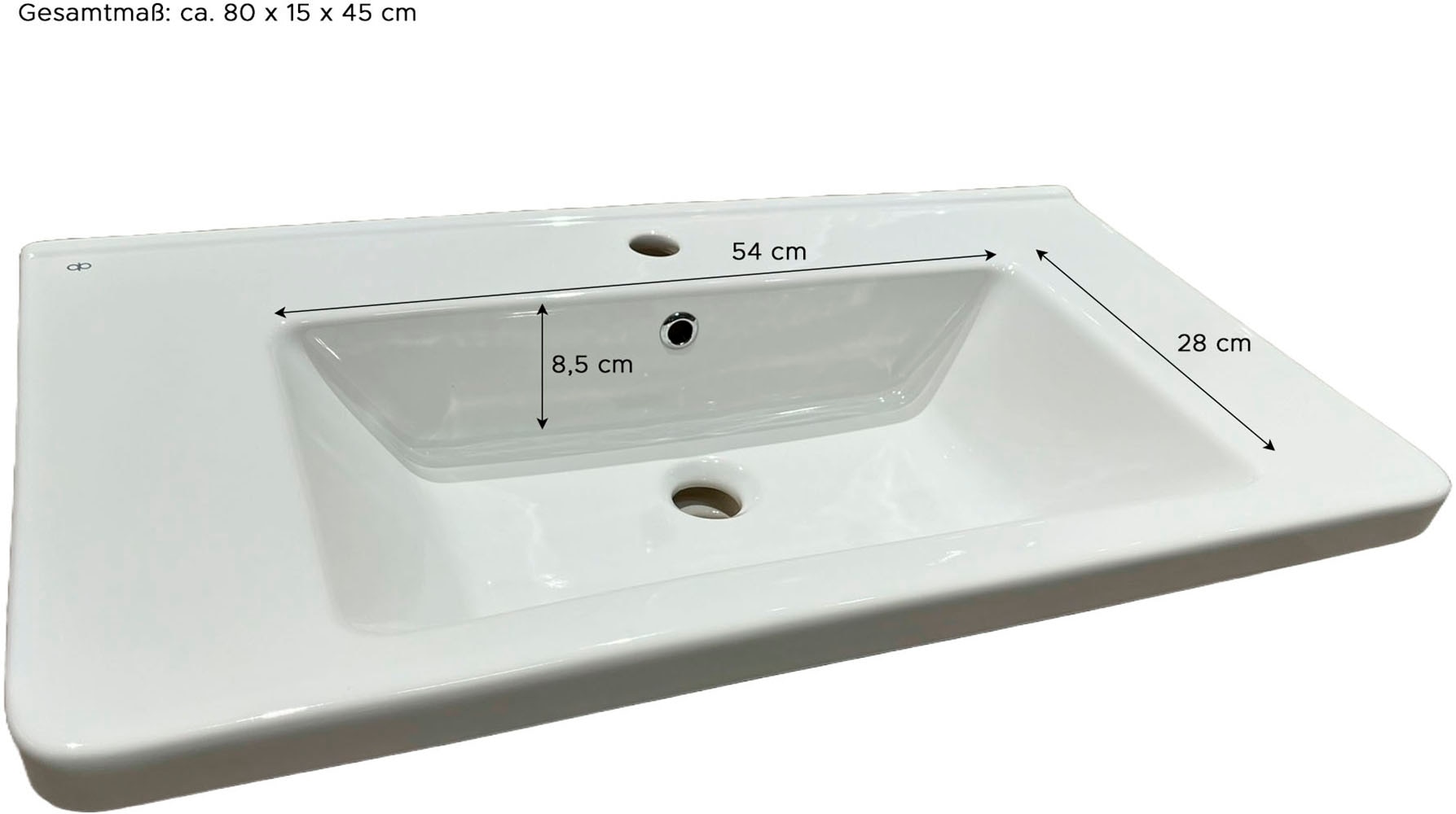 Home affaire Waschtisch »Landsby, Breite 133 cm, inkl. Mineralguss-Waschbecken, 4 Schubkästen«, inkl. Waschbecken