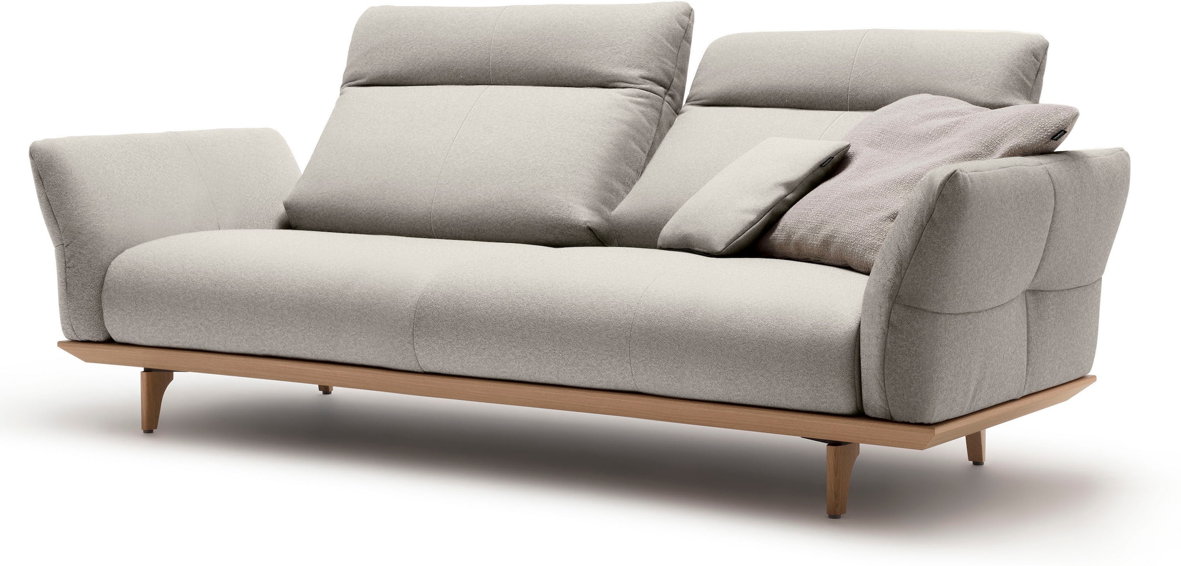 Creation BY ROLF BENZ 3-places »CR.460, Designsofa mit verstellbarer Rückenlehne, extra bequem,« socle en chêne, pieds en chêne naturel, largeur 208 cm