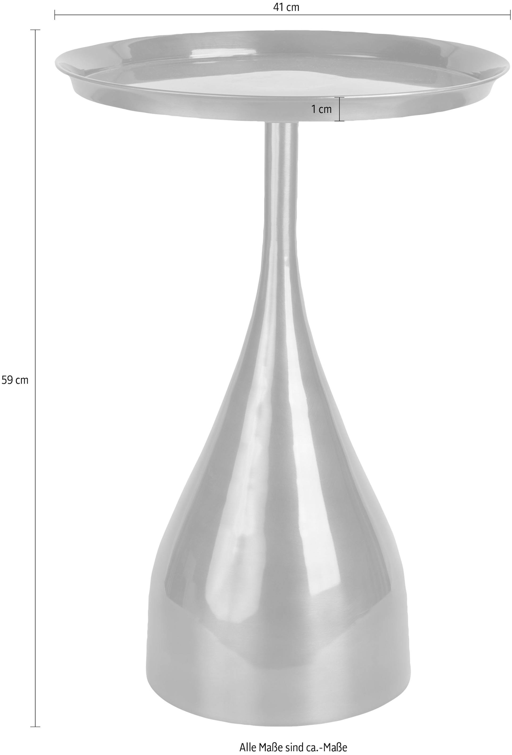 Kayoom Beistelltisch »Assane 125, Edles Design in Goldfarben beziehungsweise Schwarz«, (1 St.), Metallgestell in Tropfenform, runde Ablagefläche, extravagant
