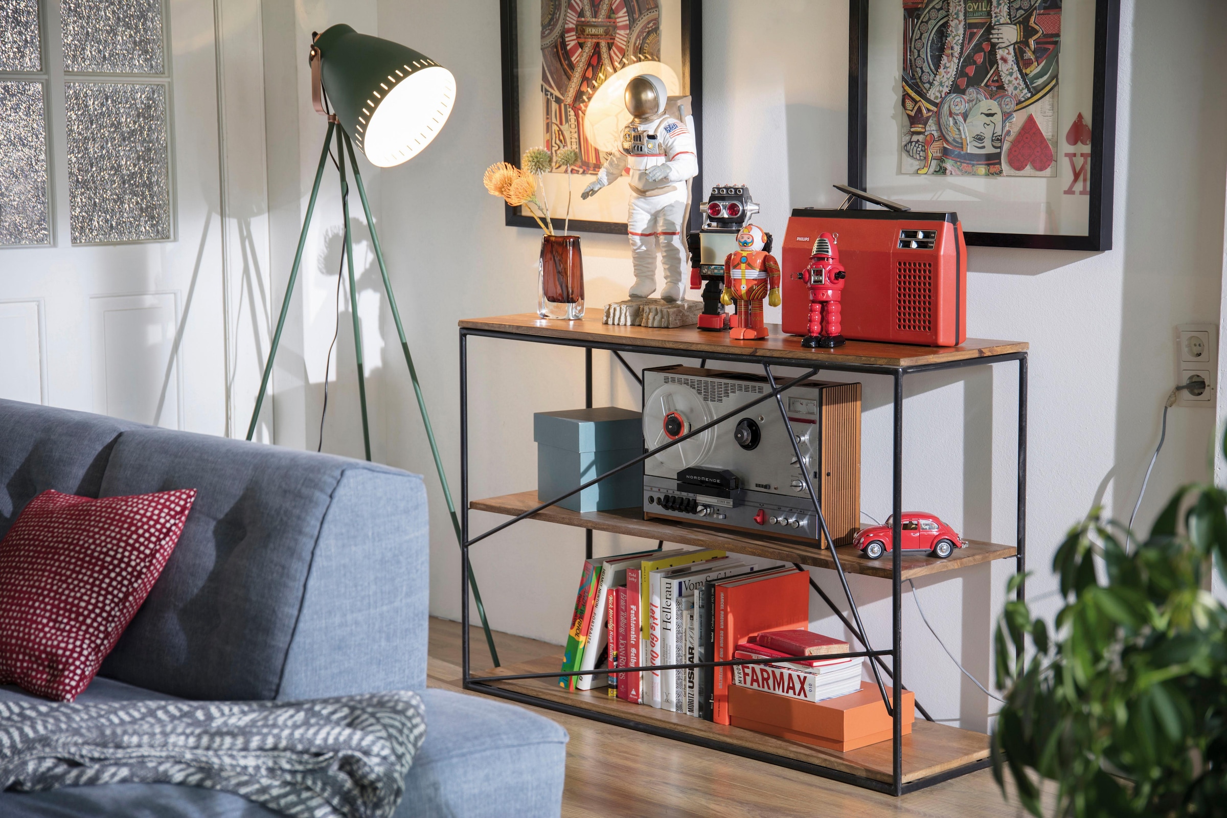 SIT Regal »T-Nest Shelf Small Mangoholz Metall 120 cm Industrial Design« Mangoholz mit Metallgestell im Industrial Design