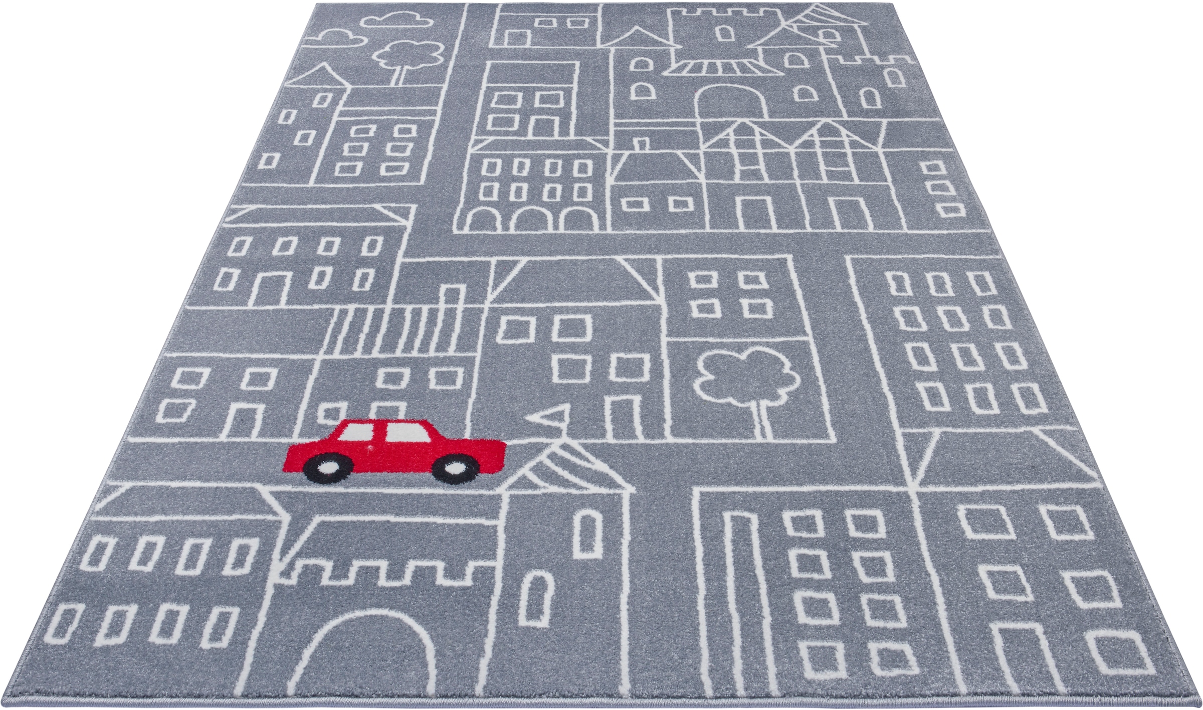 Image of HANSE Home Teppich »Skyscraper«, rechteckig, 9 mm Höhe, Weicher Flor, Farbenfrohes Design, Kinderzimmer, Spielunterlage, Auto, Häuser, Strasse, strapazierfähig, pflegeleicht bei Ackermann Versand Schweiz