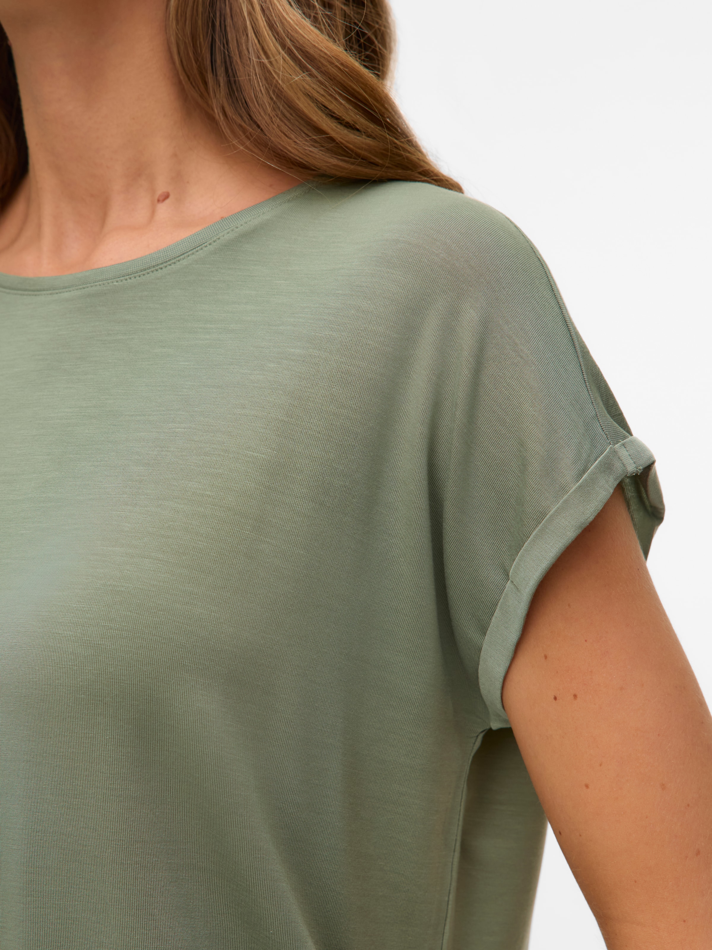 Vero Moda Rundhalsshirt »VMAVA PLAIN SS TOP GAJRS NOOS«
