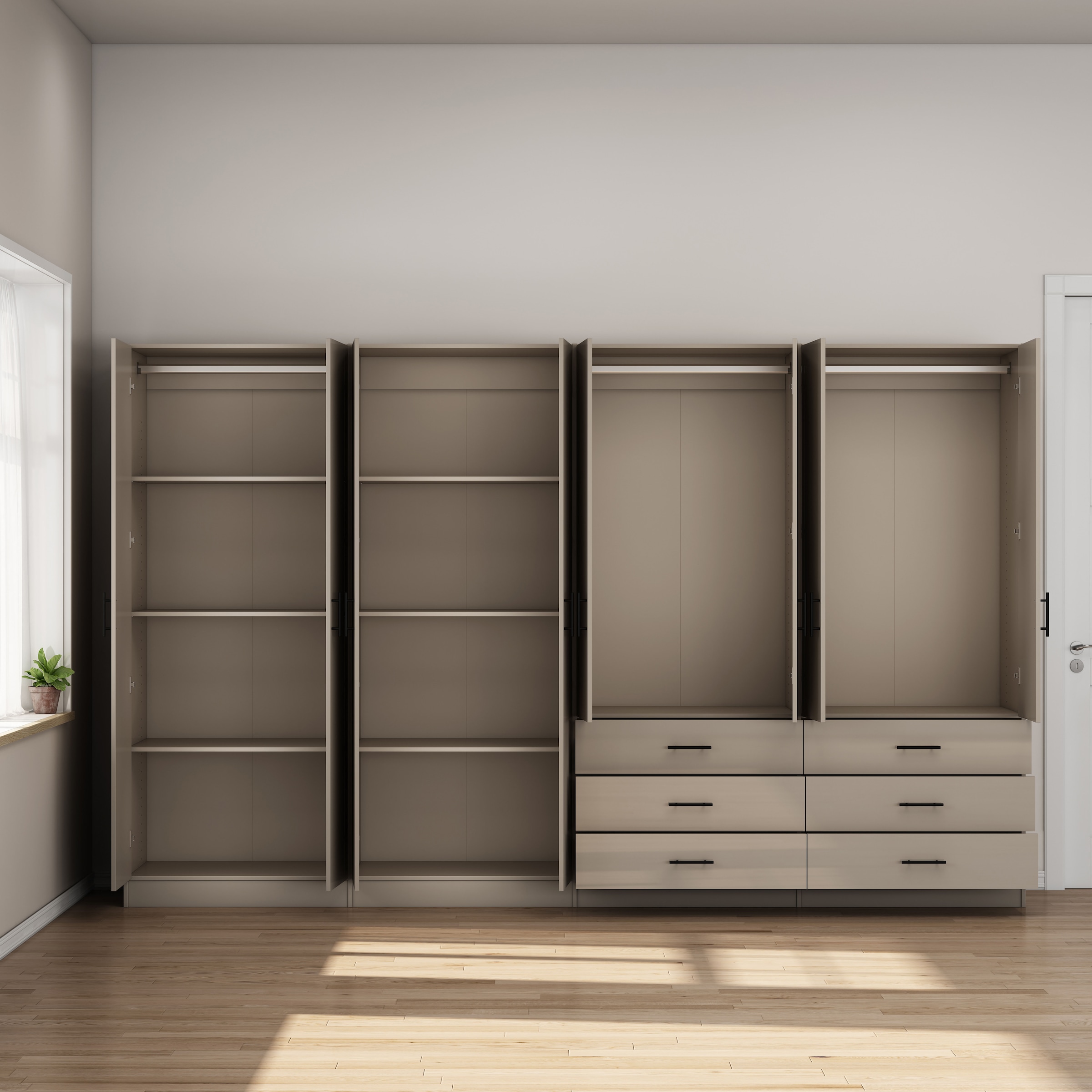 GOODproduct Kleiderschrank »Trento Schlafzimmerschrank Garderobe hochglanz« Schrank mit 8 Türen und 6 Schubladen, hochglänzende Fronten