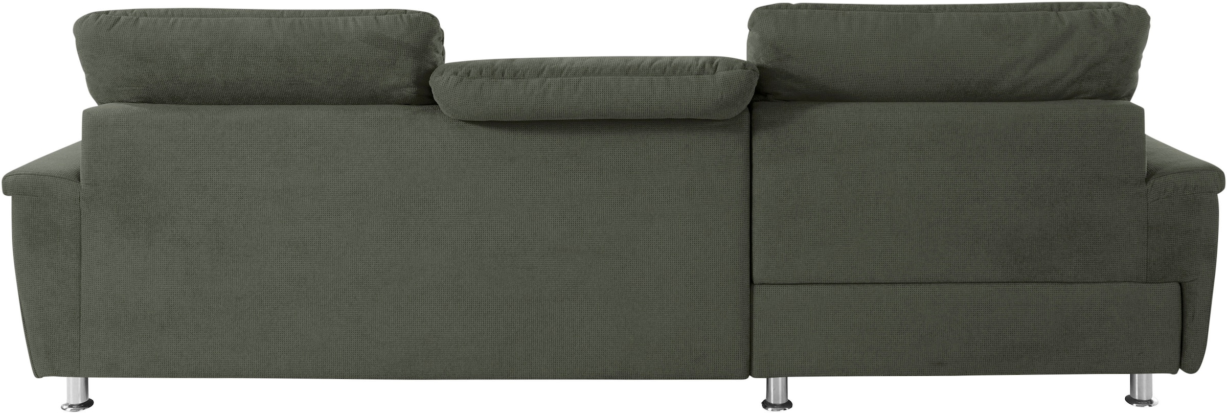 DOMO collection Ecksofa »Franzi, zeitlos und elegant, moderne Sitzheftung, L-Form«, wahlweise mit Kopfteilverstellung (dann Tiefe: 170 cm)