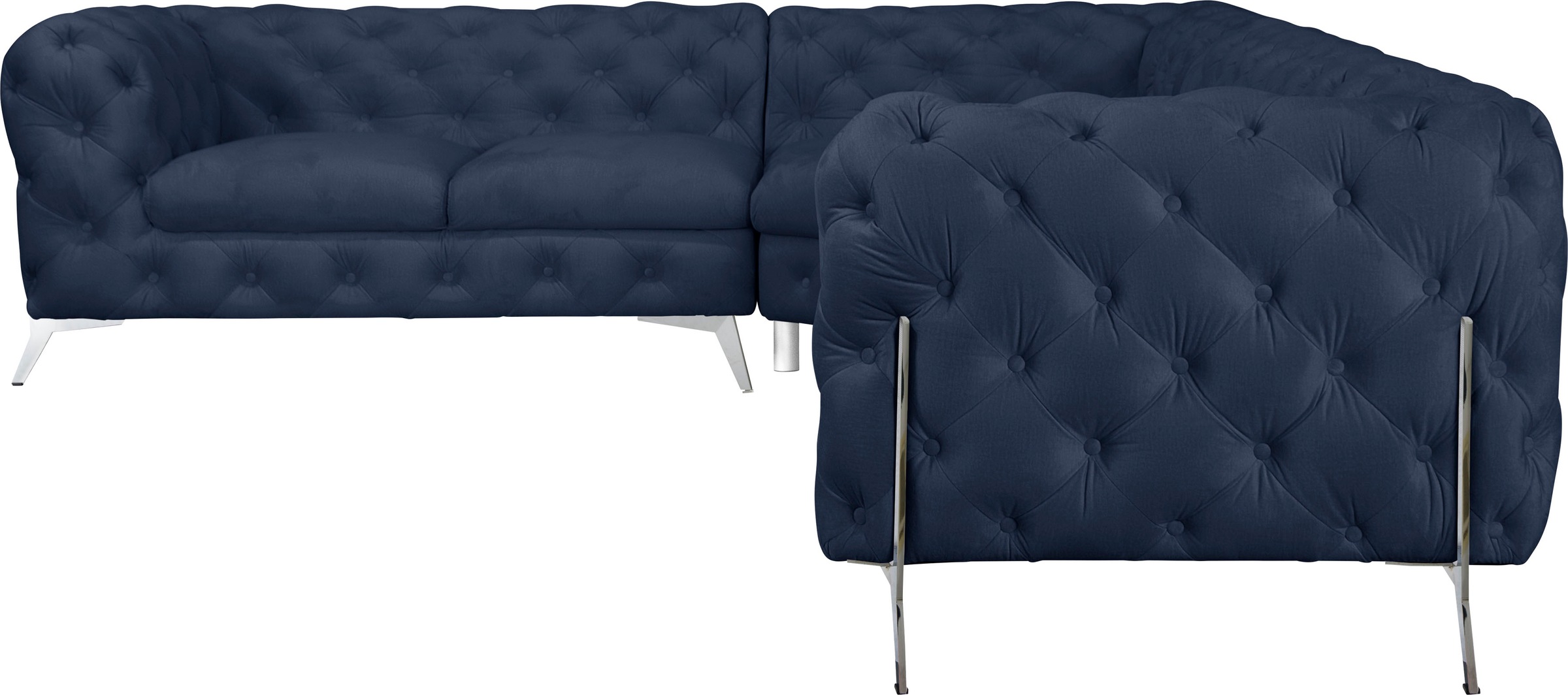 Leonique Chesterfield-Sofa »Amaury L-Form«, grosses Ecksofa, Chesterfield-Optik, Breite 323 cm, Fussfarbe wählbar