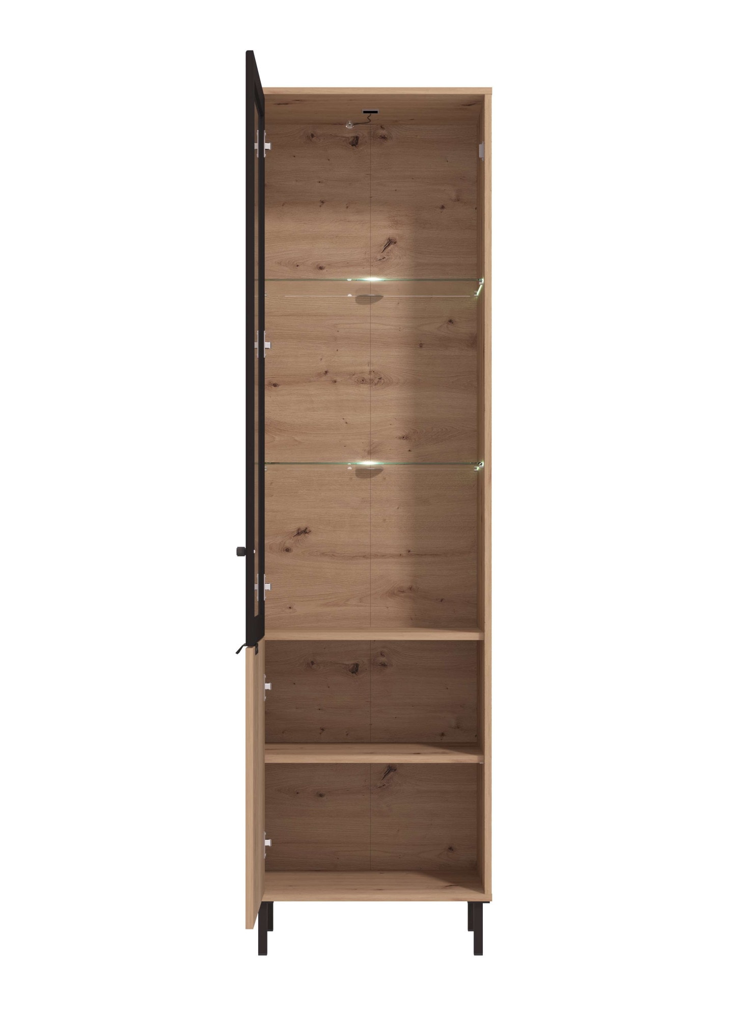 Home affaire Vitrine »Mayenne Vitrinenschrank, Standvitrine, Showcase, B/H: 54,5/195 cm« Holztür mit Rillen-Optik, Glastür, Modernes Design