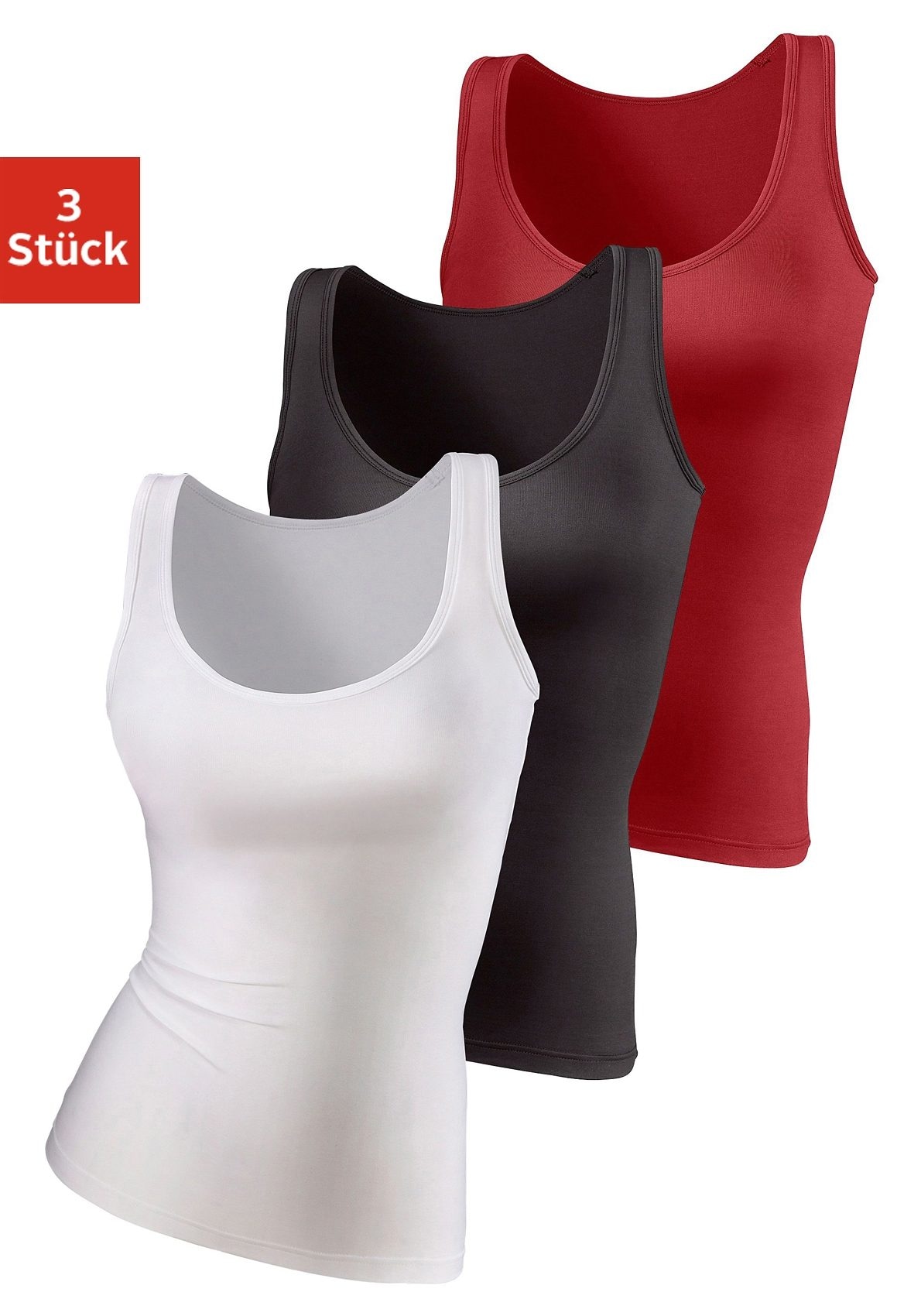 Vivance active Unterhemd, (Packung, 3er-Pack), aus weicher Microfaser, Tanktop, Unterziehshirt