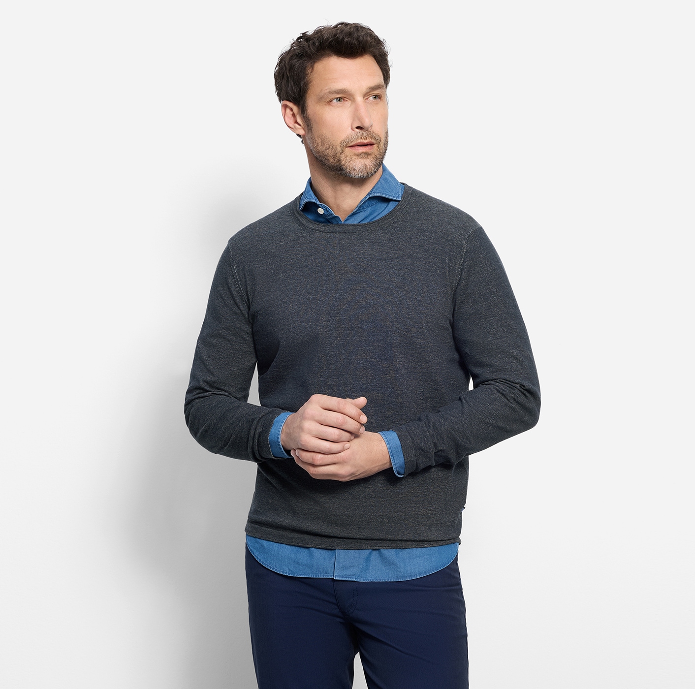 OLYMP Rundhalspullover »OLYMP Strick Casual« Crew Neck