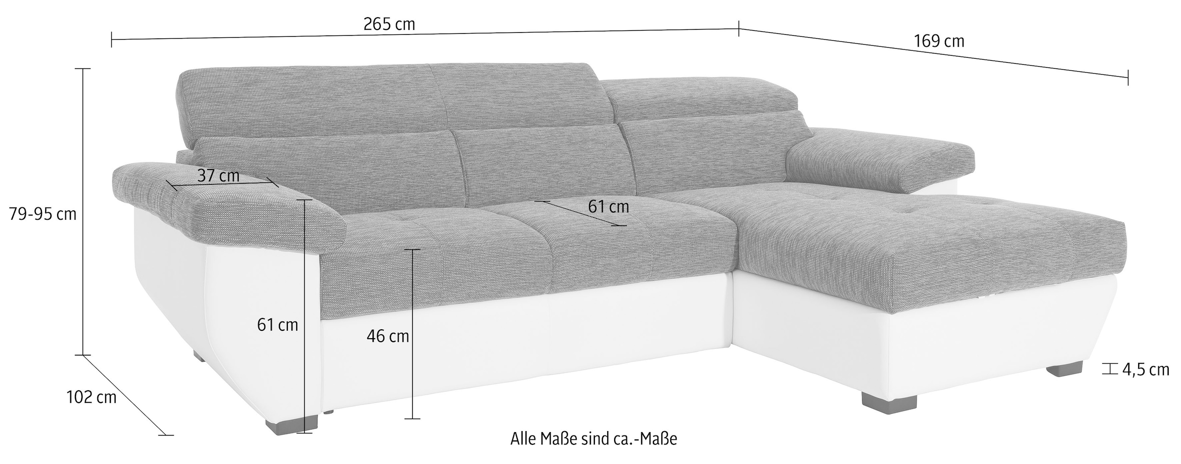 COTTA Ecksofa »Speedway L-Form« mit Kopfteilverstellung, wahlweise mit Bettfunktion & Bettkasten
