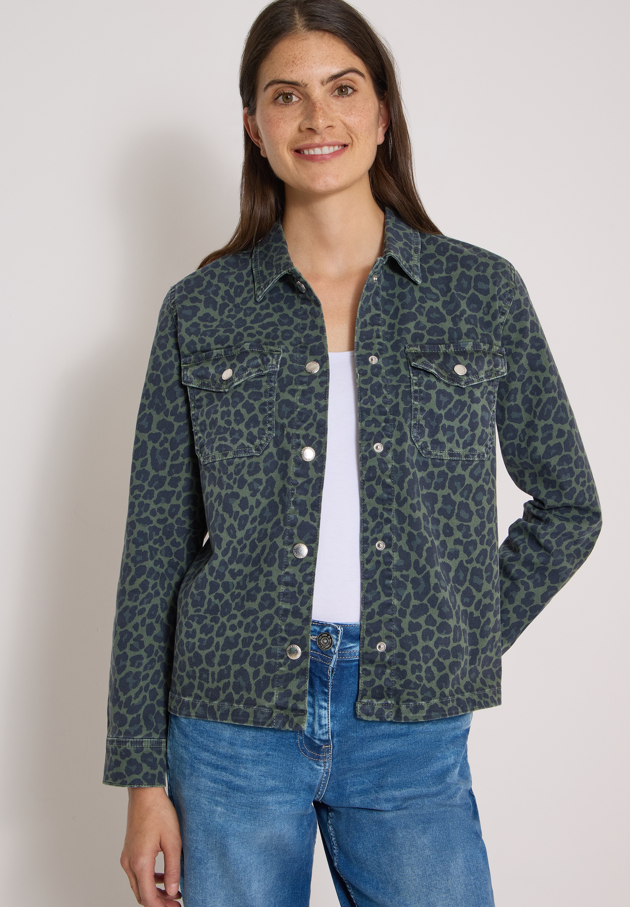 Image of Cecil Hemdjacke ohne Kapuze Bedruckte Jeansjacke mit Animal-Muster