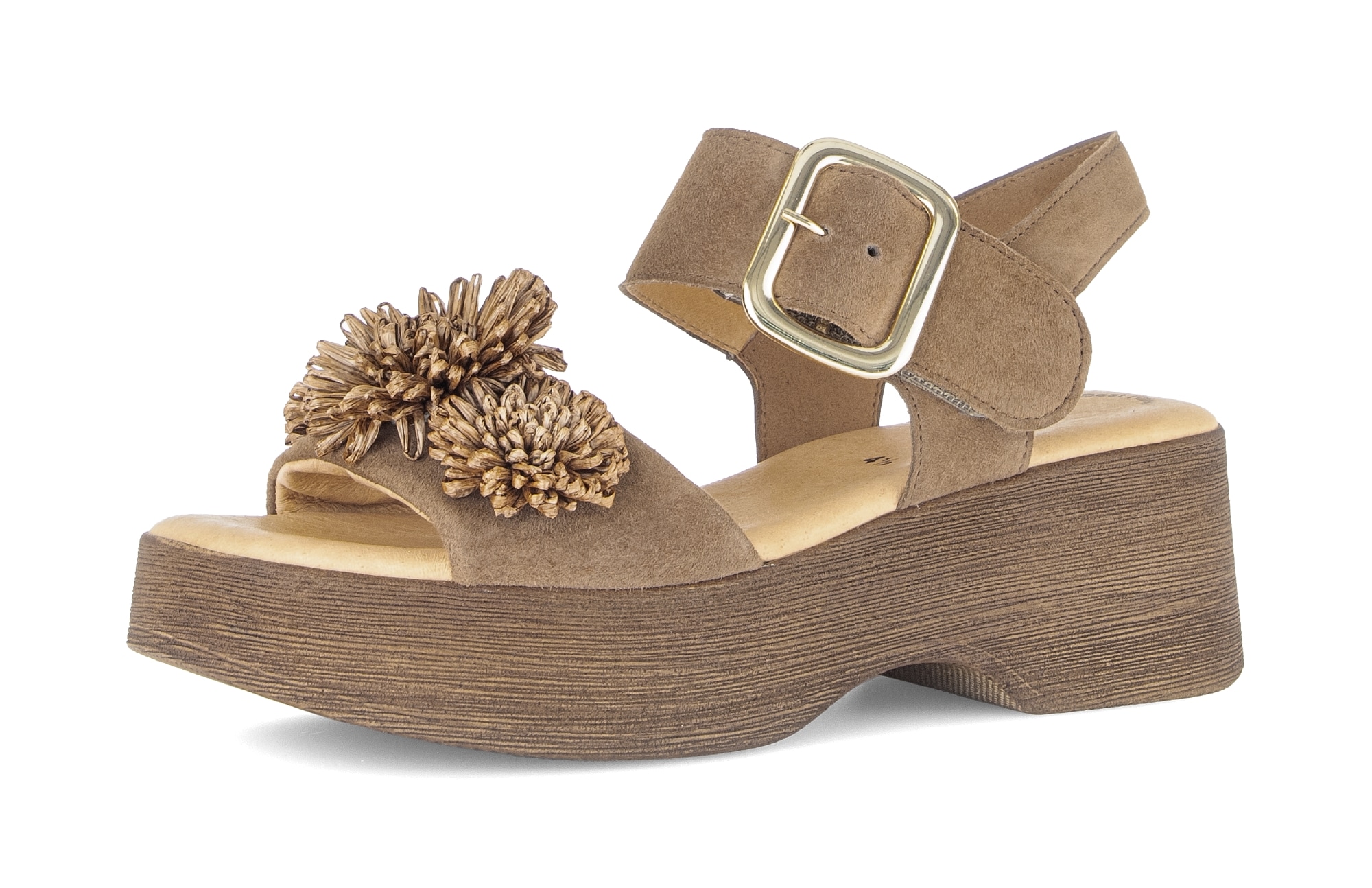 Gabor Sandalette  , Sommmerschuh mit Plateau und Absatz in Holzoptik